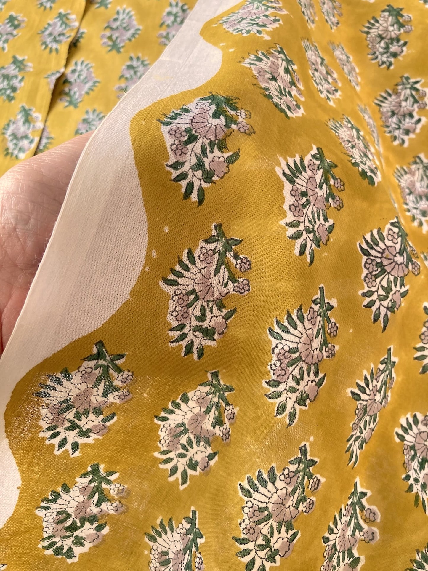 Hand Block Print  Golden Mustard Yellow Cotton Fabric  #298-8