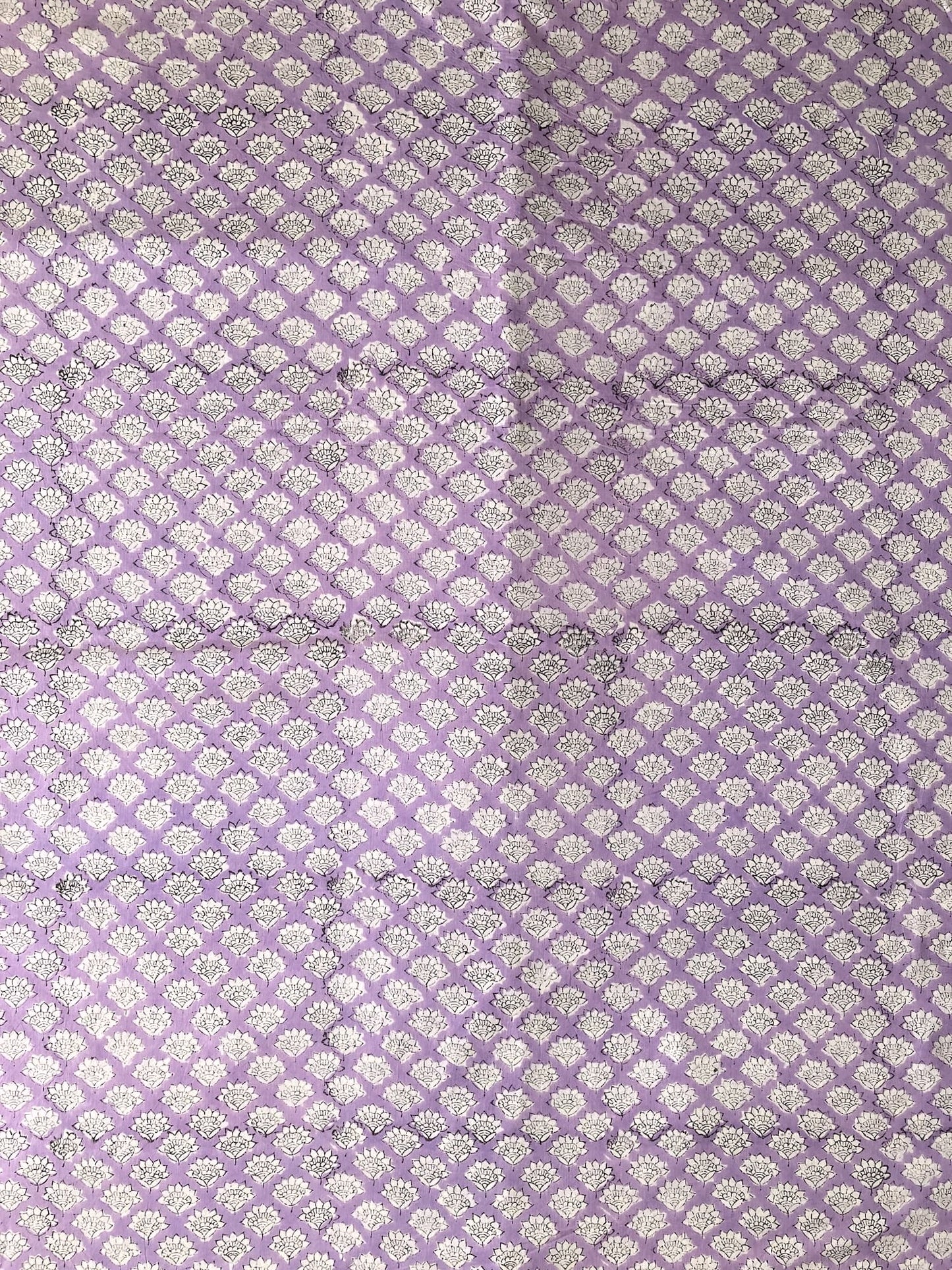Hand Block Print Purple Floral Cotton Fabric  #316-11