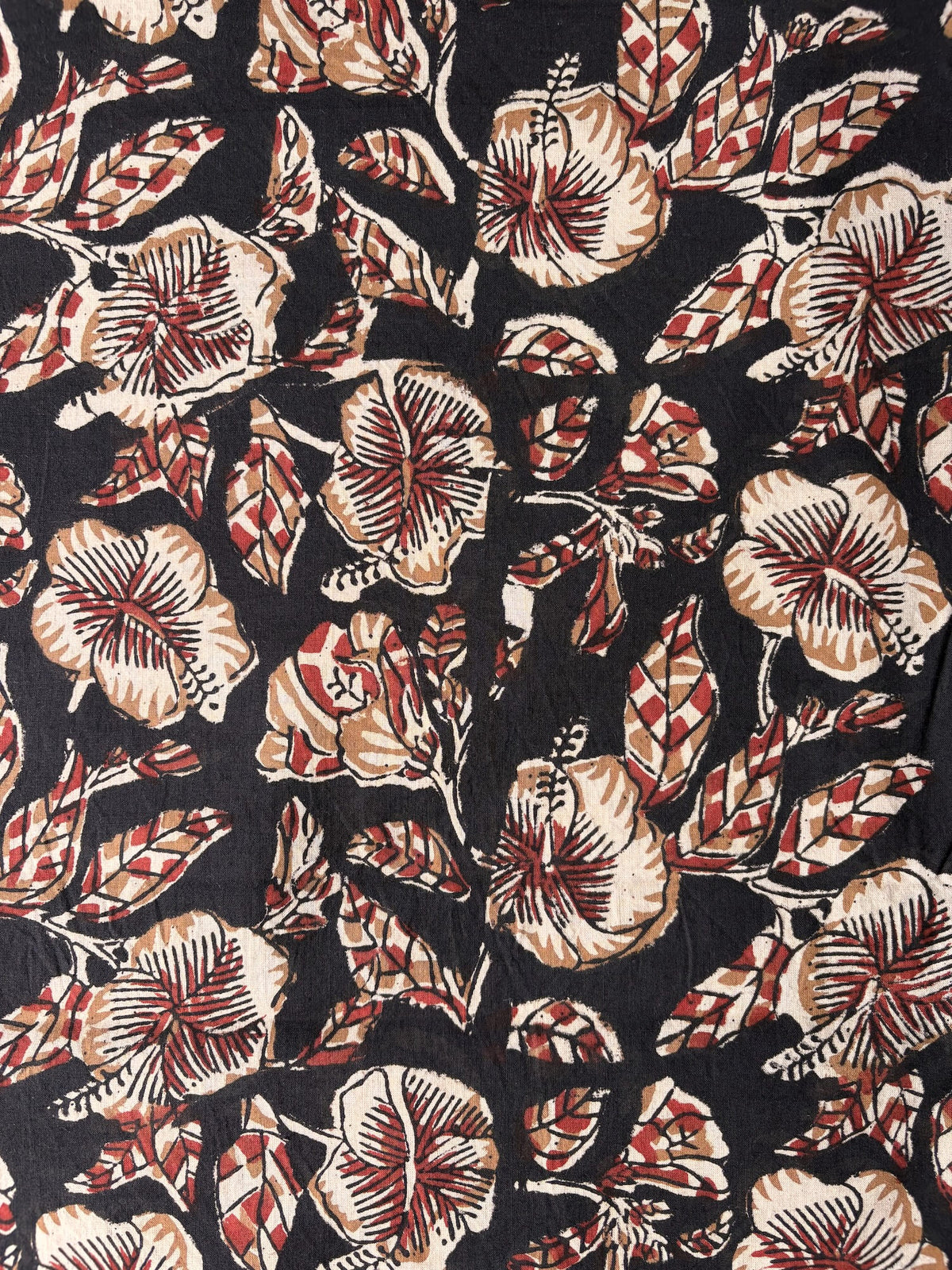 Hand Block Bagru Print Cotton Fabric Black x Red    #345-2