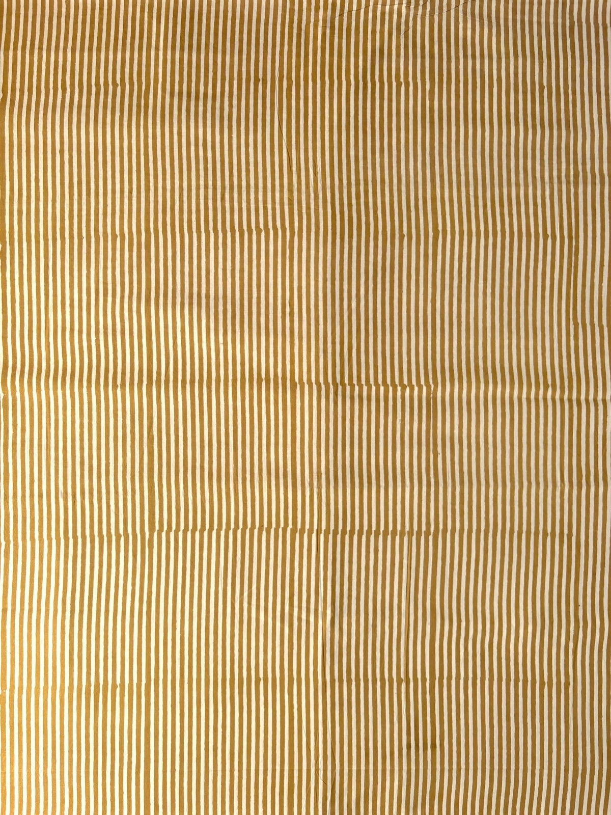 Hand Block Print Cotton Fabric Ivory x Mustard Stripe   #345-3