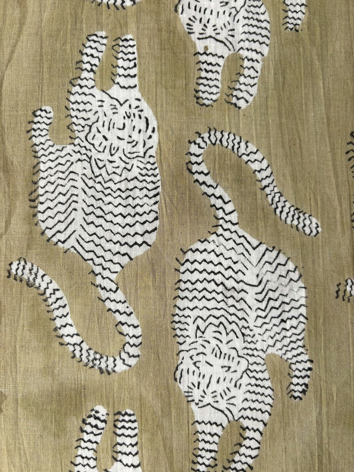 Hand Block Animal Print Cotton Fabric Sage Green   #345-5