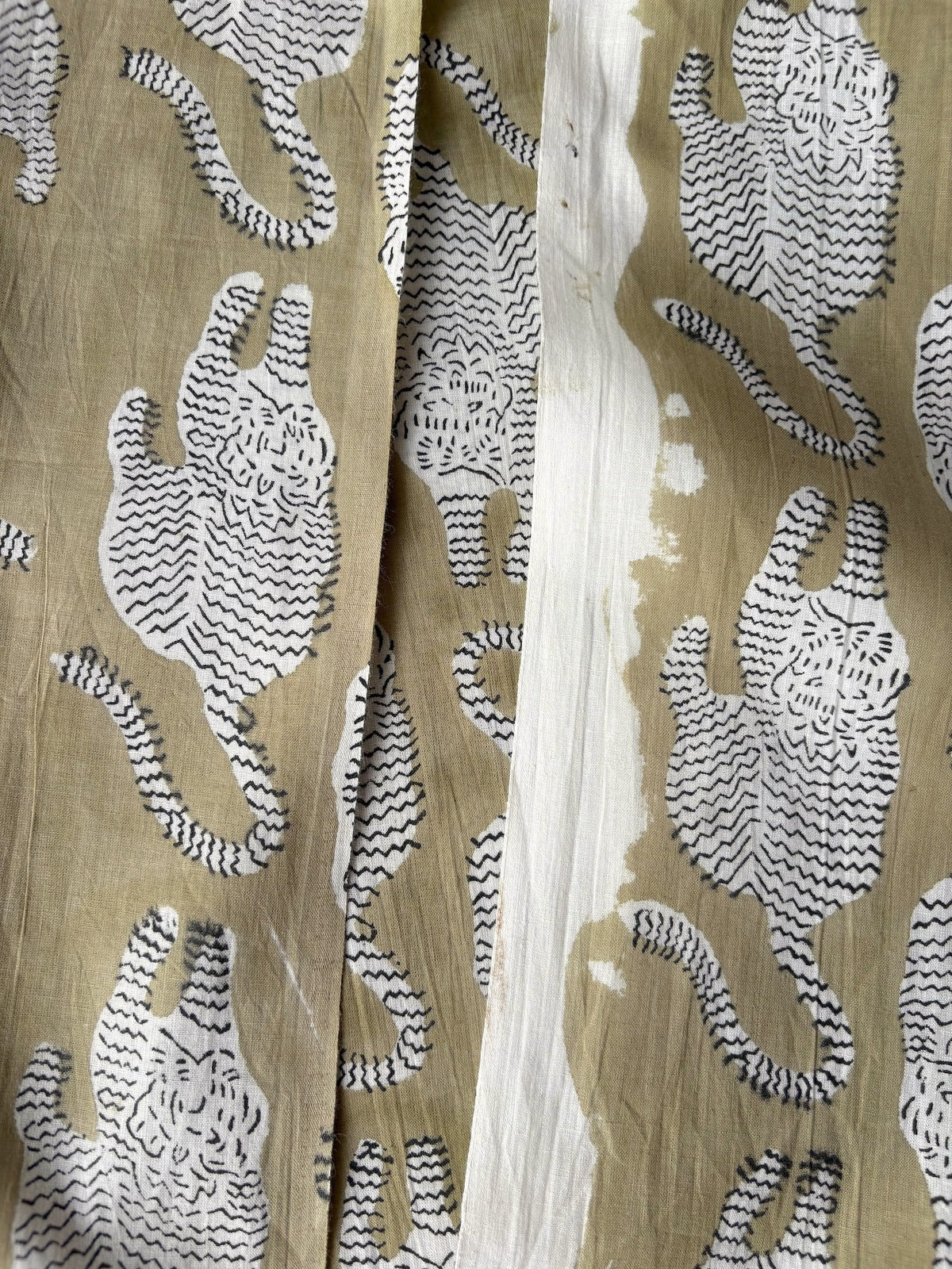 Hand Block Animal Print Cotton Fabric Sage Green   #345-5