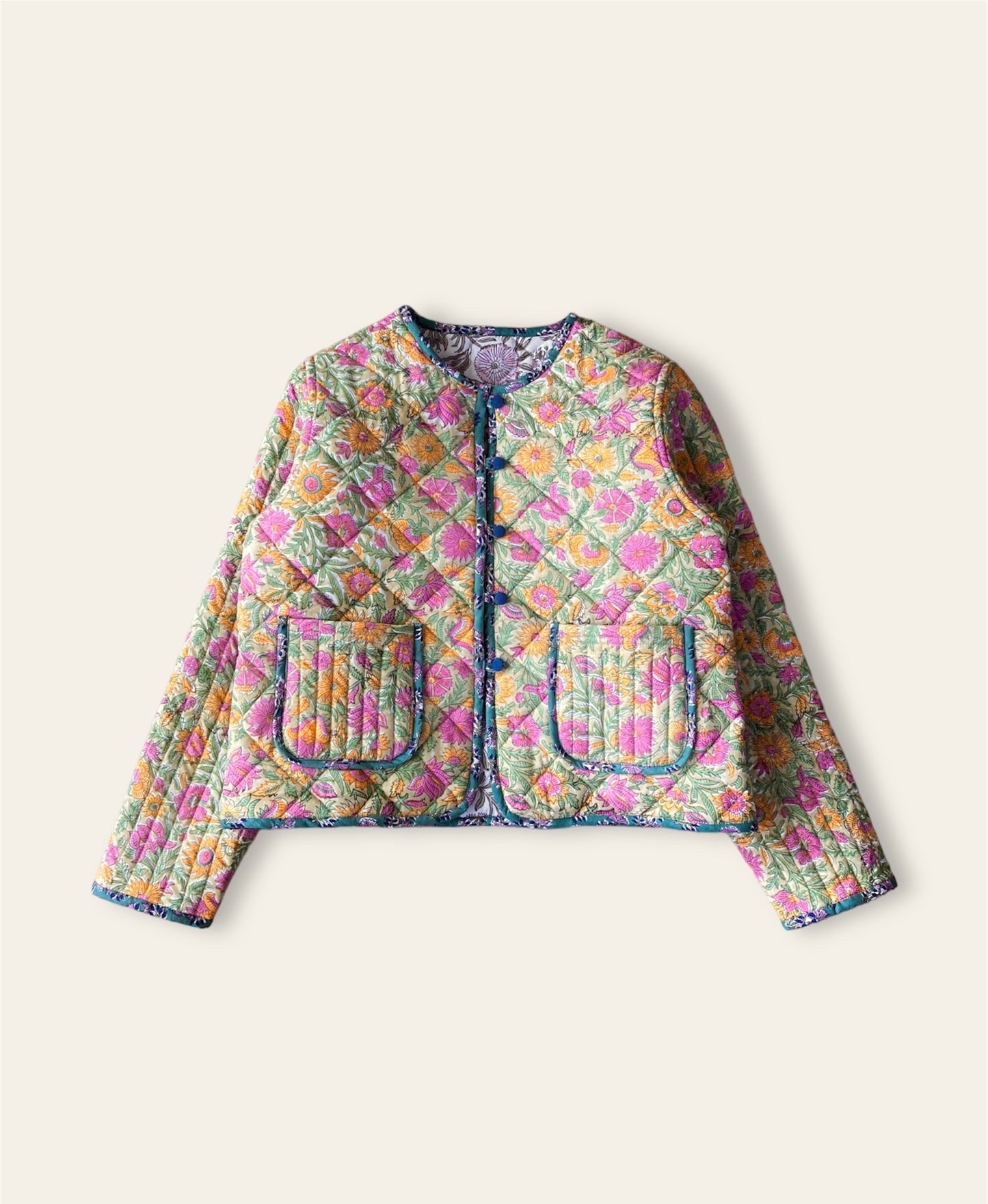 Hand Block Print Quilted Jacket 【custom order】#KATE