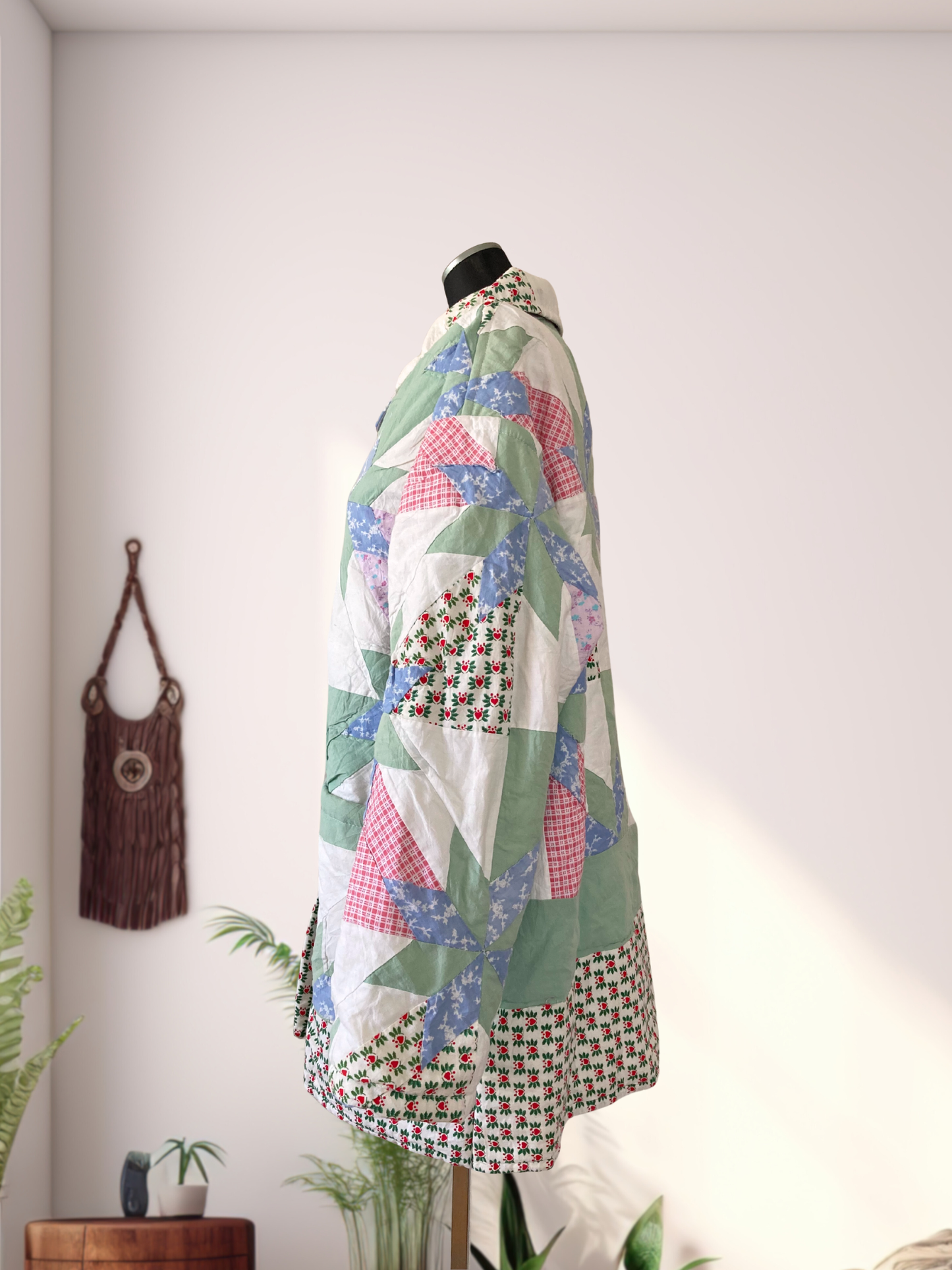 Unique Patchwork Jacket Made from Vintage Quilted Cotton