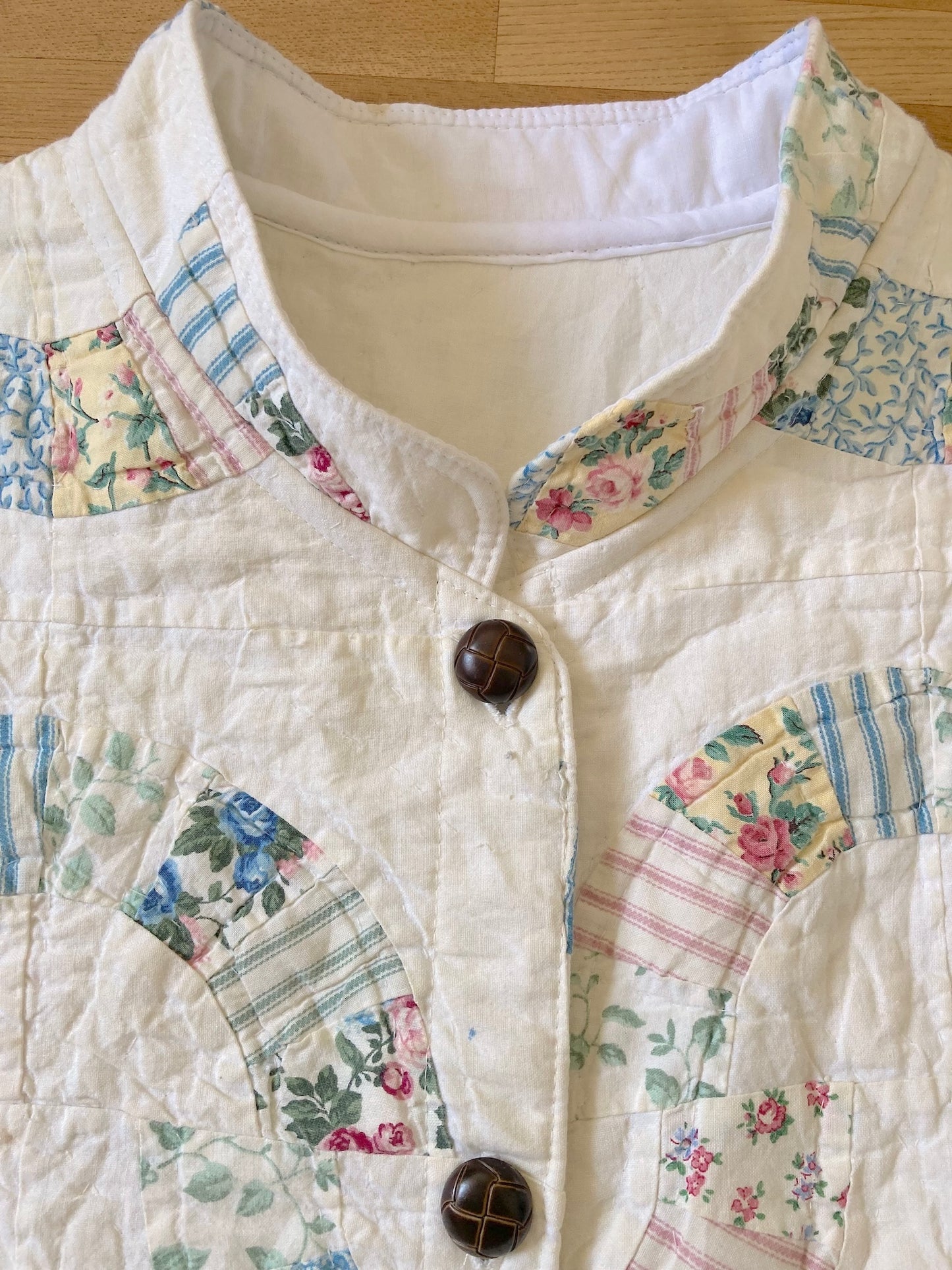 One-of-a-Kind Vintage Quilt Jacket with Scallop Trim