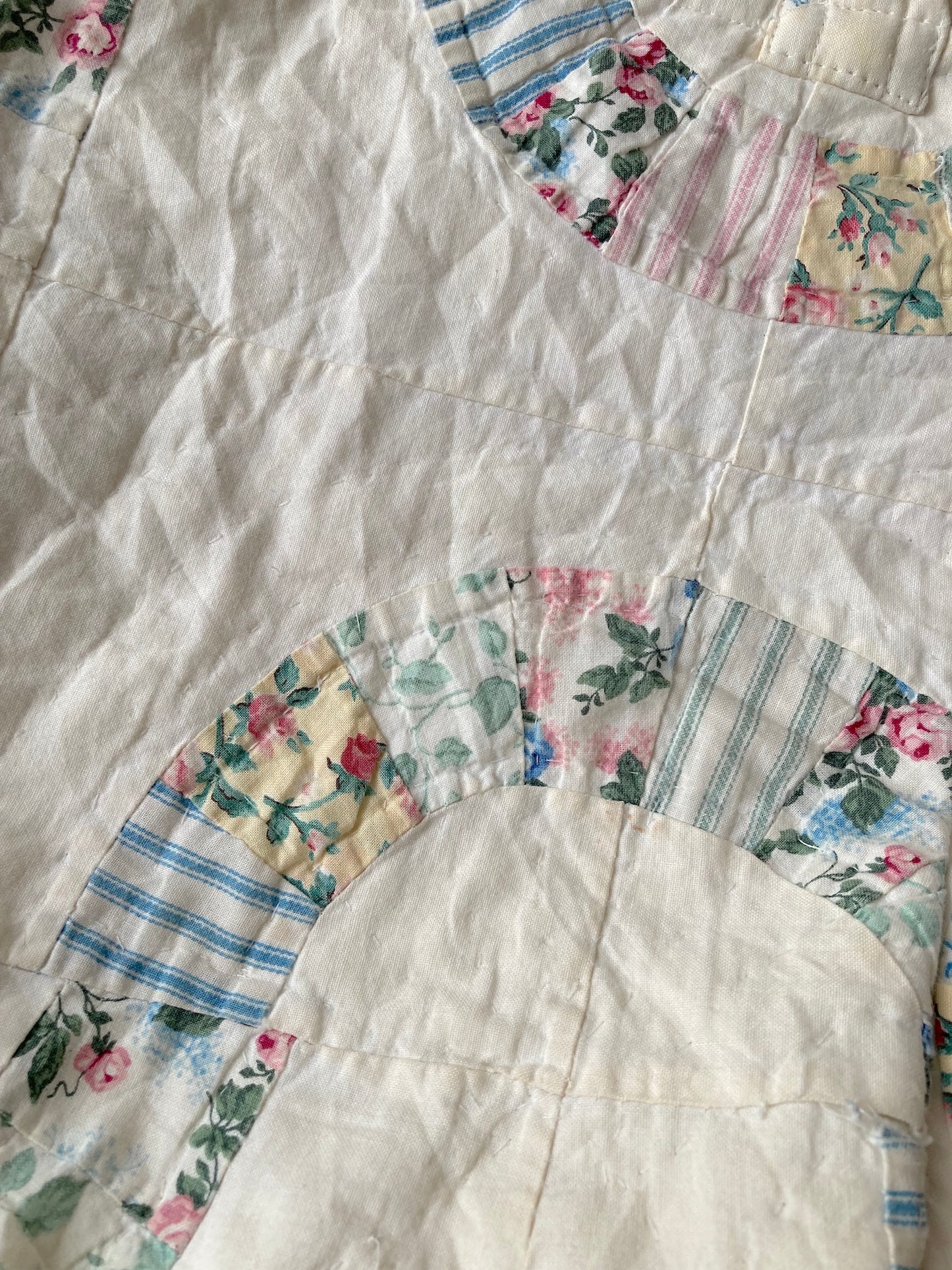 Authentic Vintage Patchwork White Quilt Tote Bag
