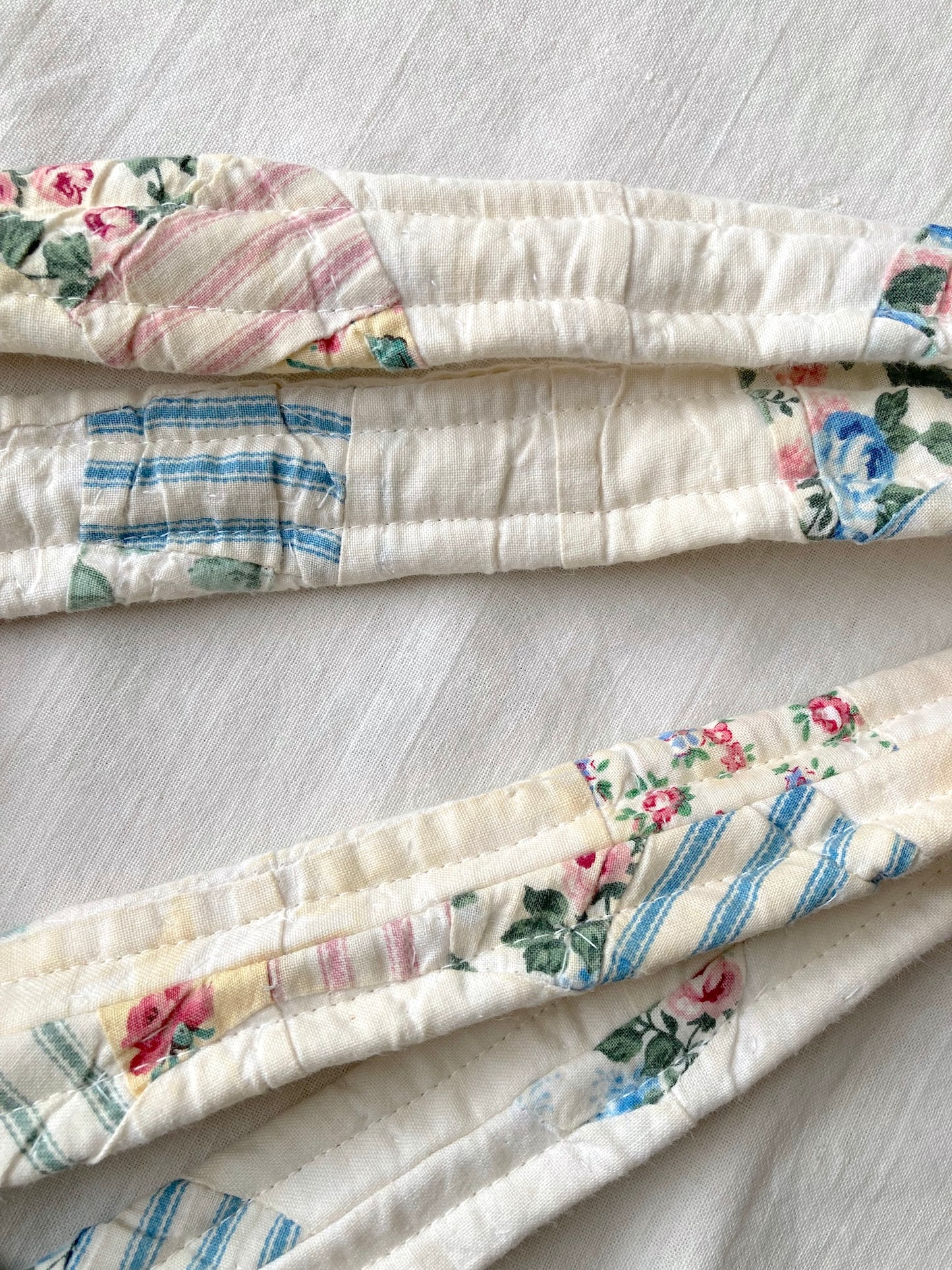 Authentic Vintage Patchwork White Quilt Tote Bag