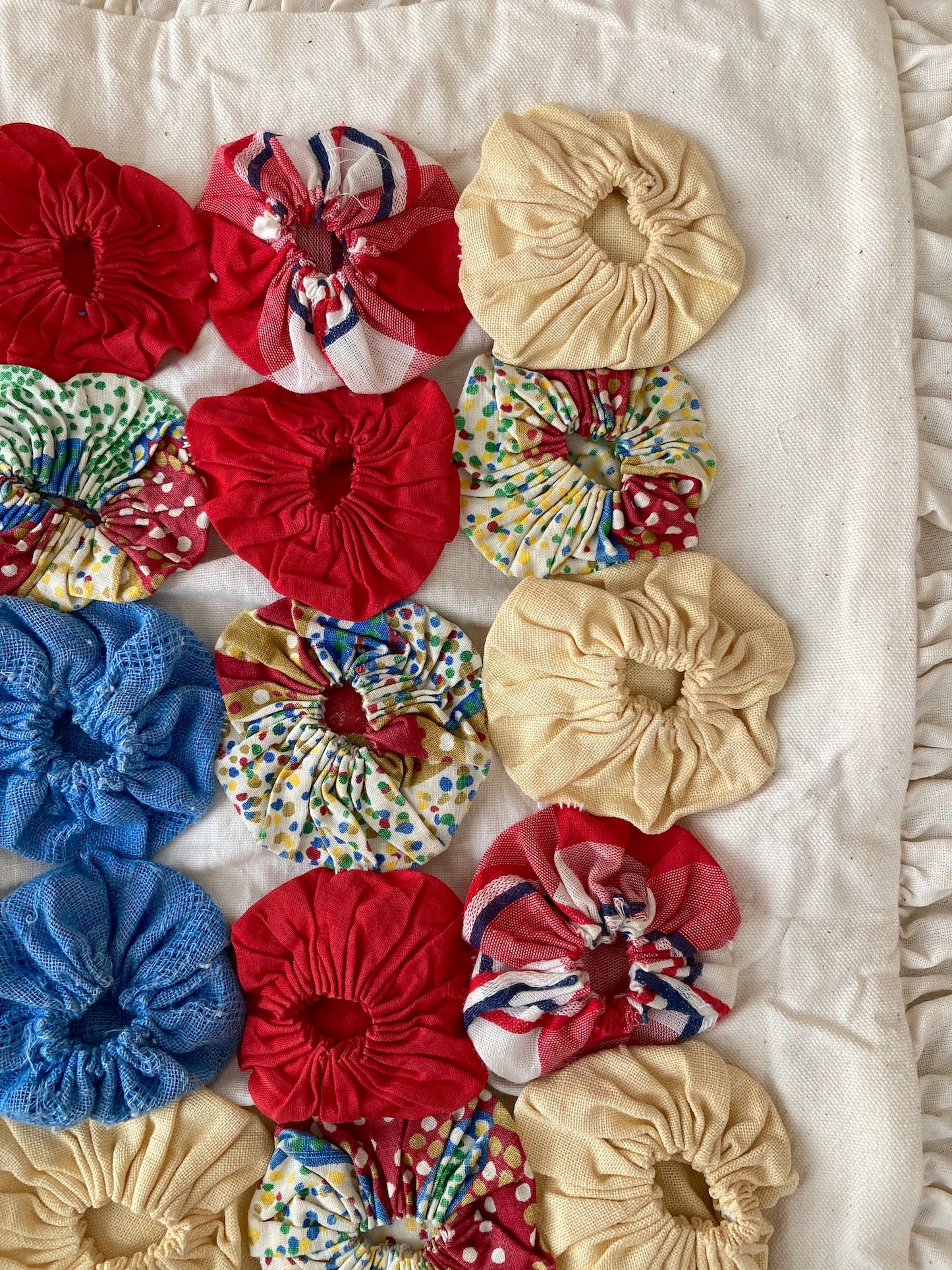 Vintage Yo Yo Quilt Cushion Cover Handmade Cotton Frill Pillow Cover 35x37cm