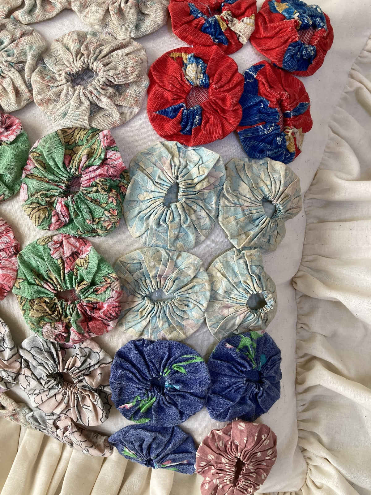 Vintage Yo Yo Quilt Cushion Cover Handmade Cotton Frill Pillow Cover 35x37cm