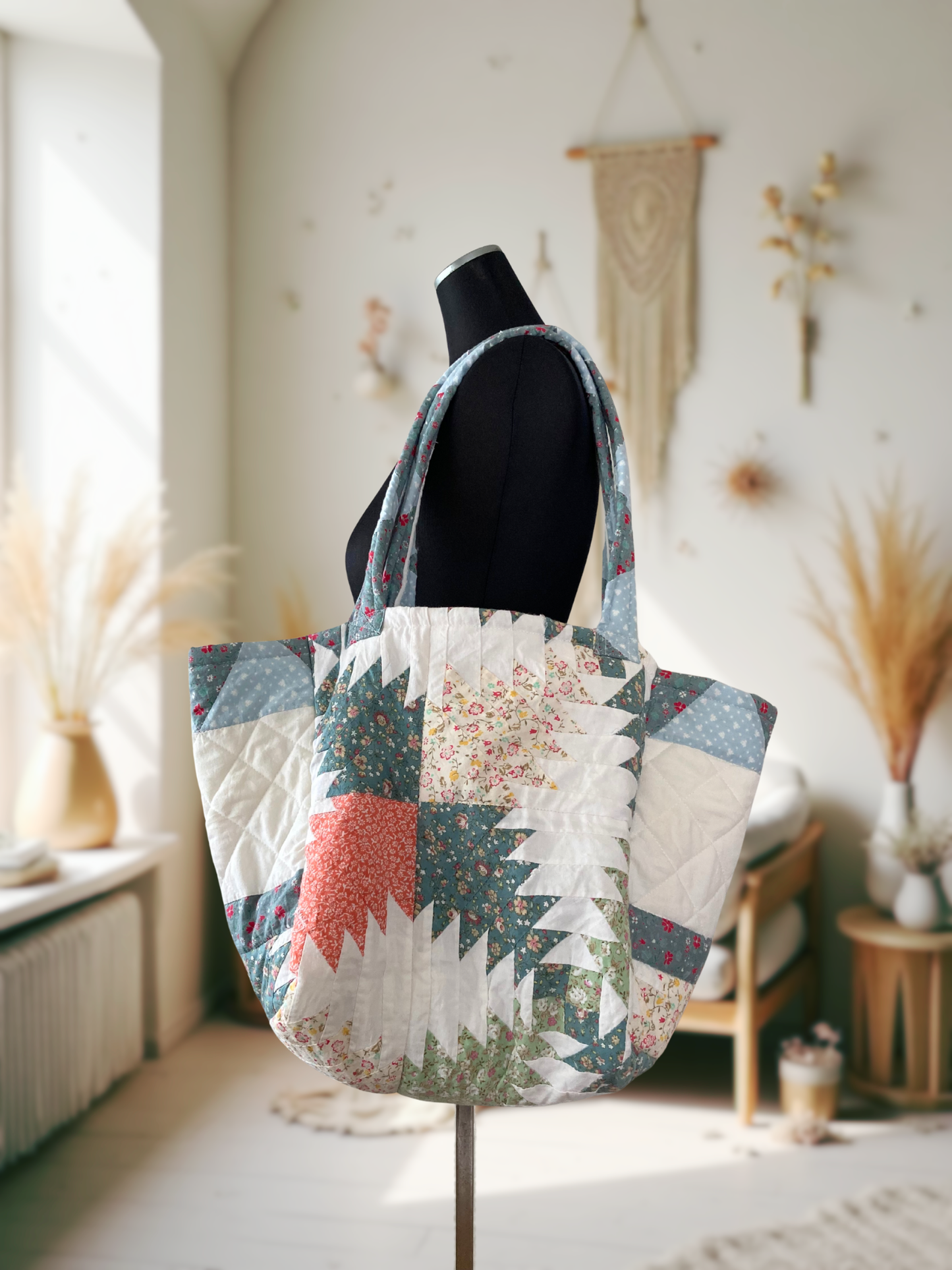Authentic Vintage Patchwork Quilt Tote Bag