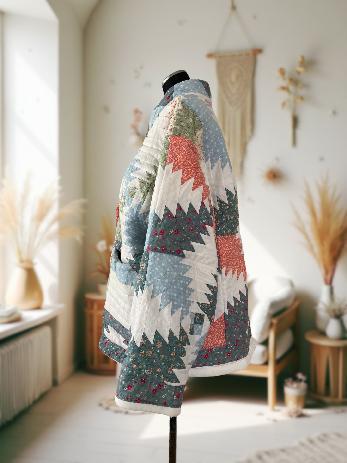One-of-a-Kind Vintage Quilt Jacket Native American Pattern