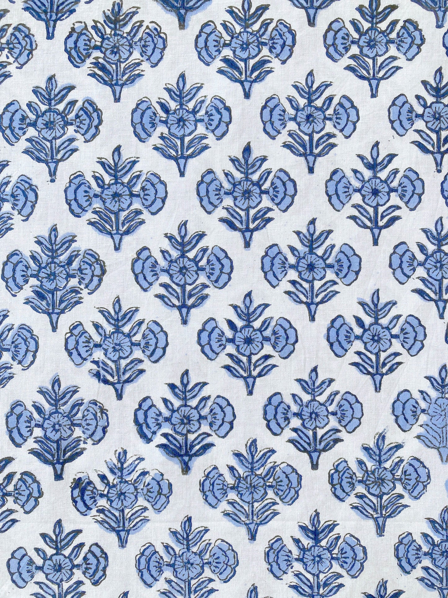 Hand Block Printed Cotton Fabric Light Blue #221-7