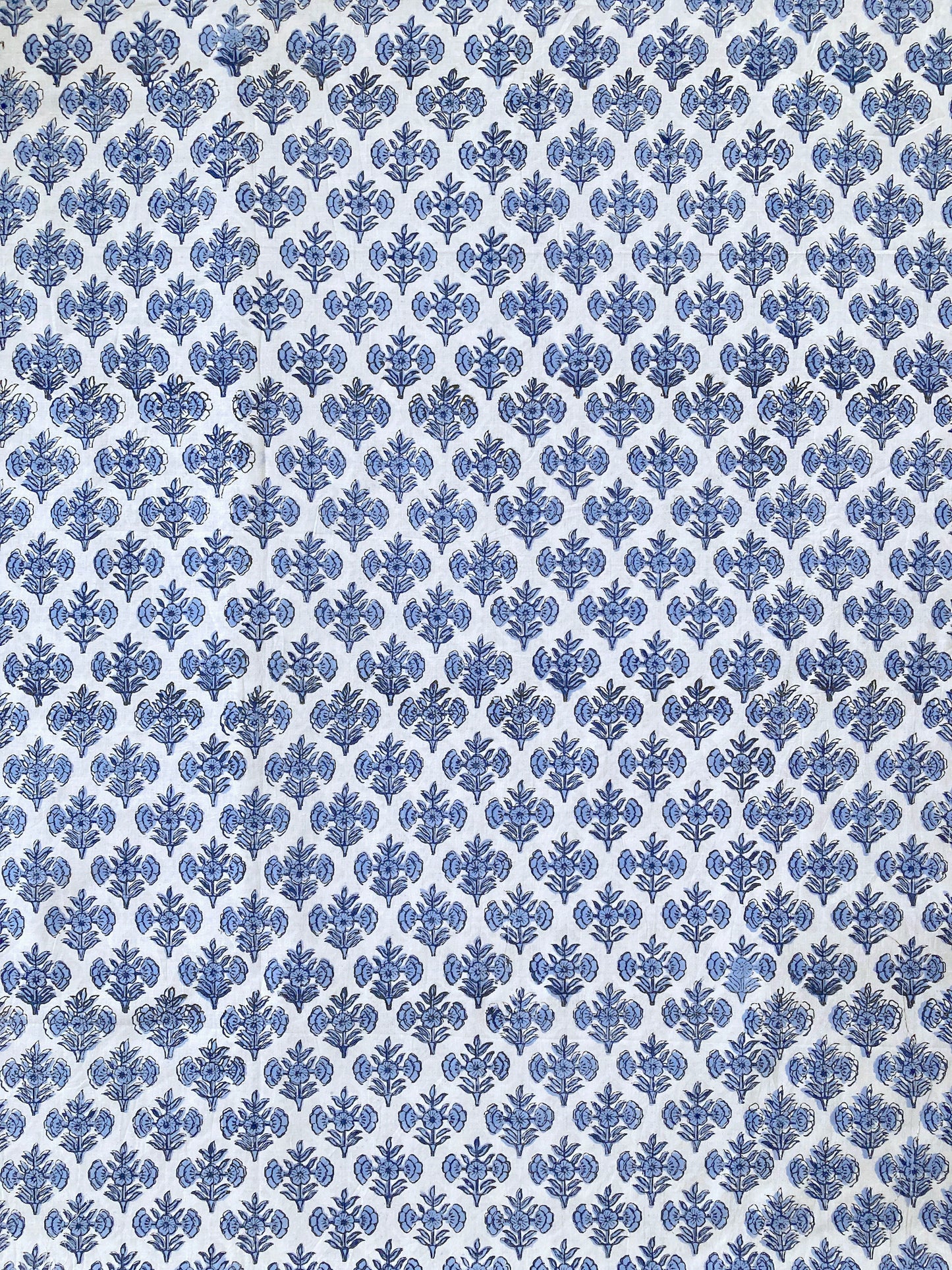 Hand Block Printed Cotton Fabric Light Blue #221-7