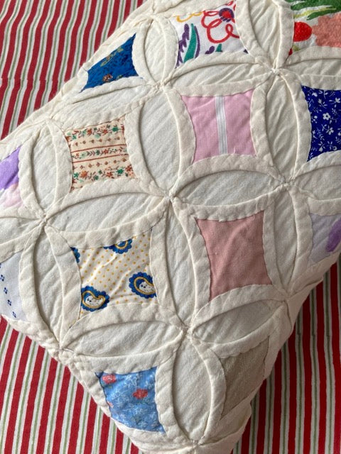 Vintage Handcrafted Cathedral Window Patchwork Rectangular Cushion Cover