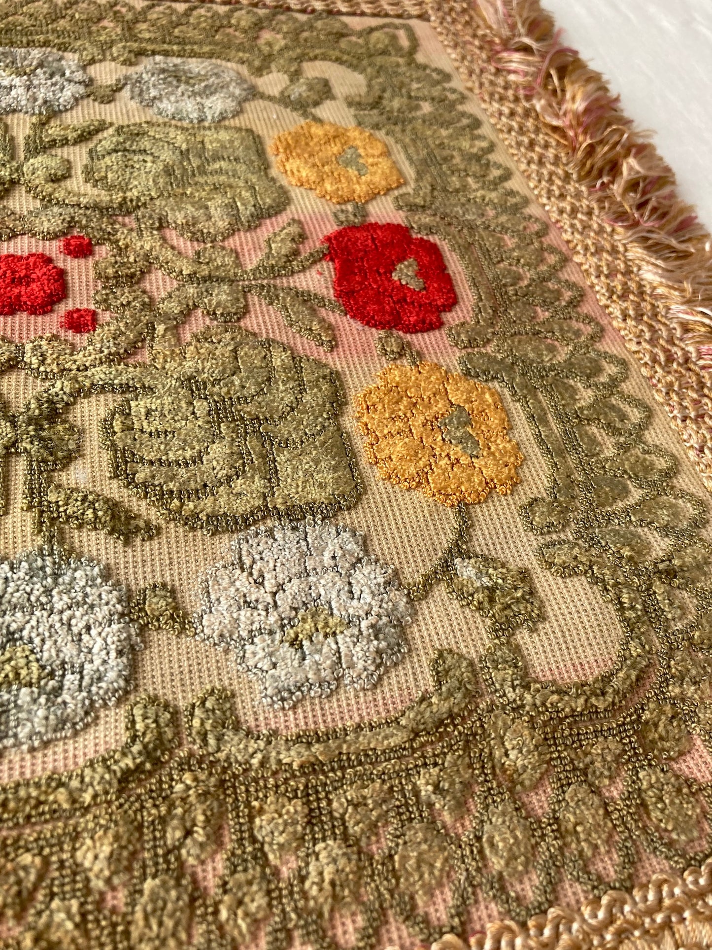 Vintage Velvet Small Rug / Mat with Beautiful Floral Pattern