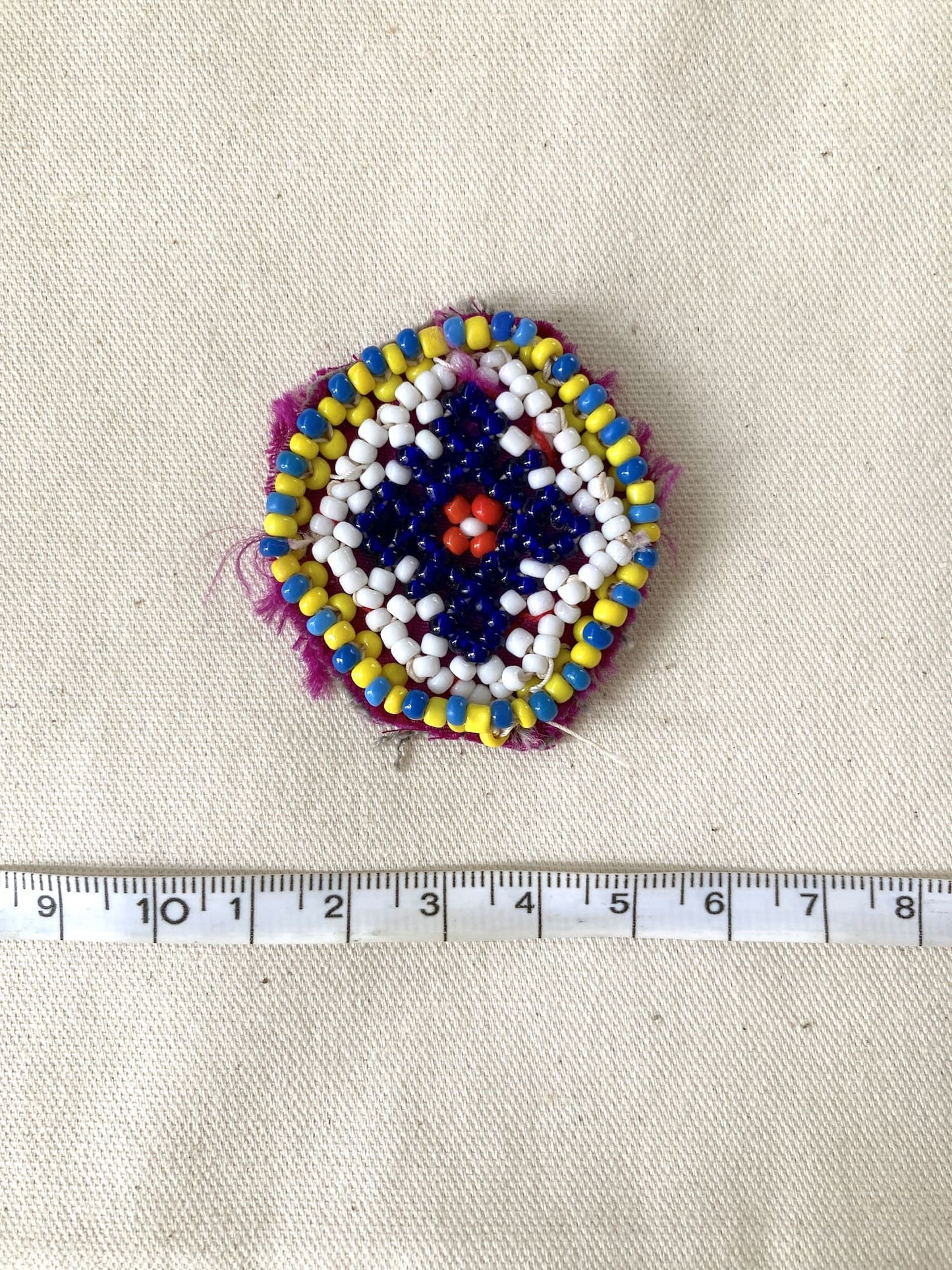 Afghan Tribal Beaded Applique, Small Handmade Mirror Embroidery Patch