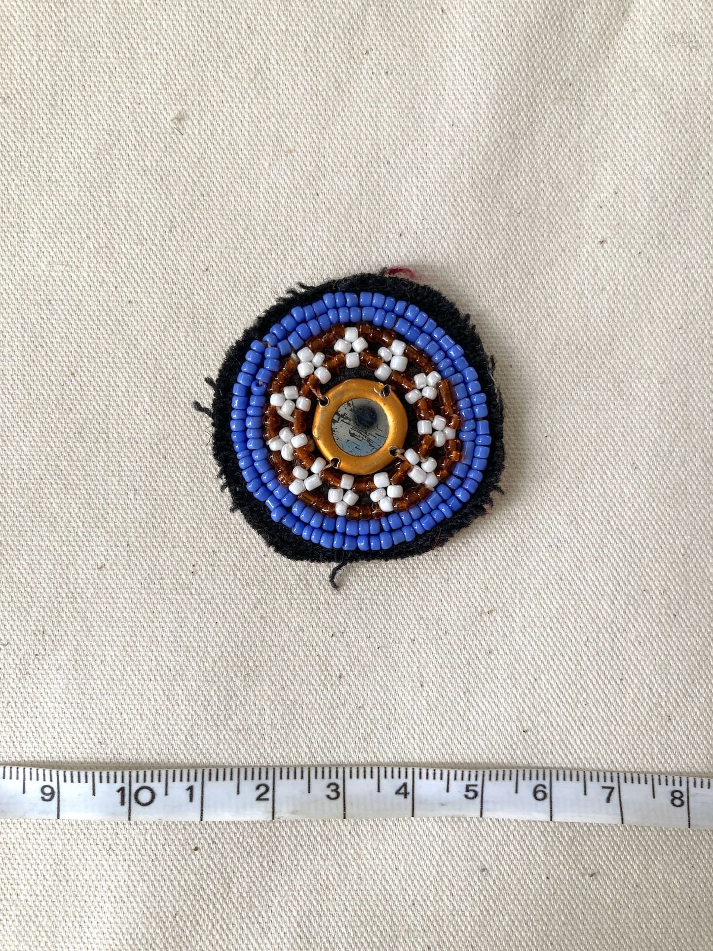Afghan Tribal Beaded Applique, Small Handmade Mirror Embroidery Patch