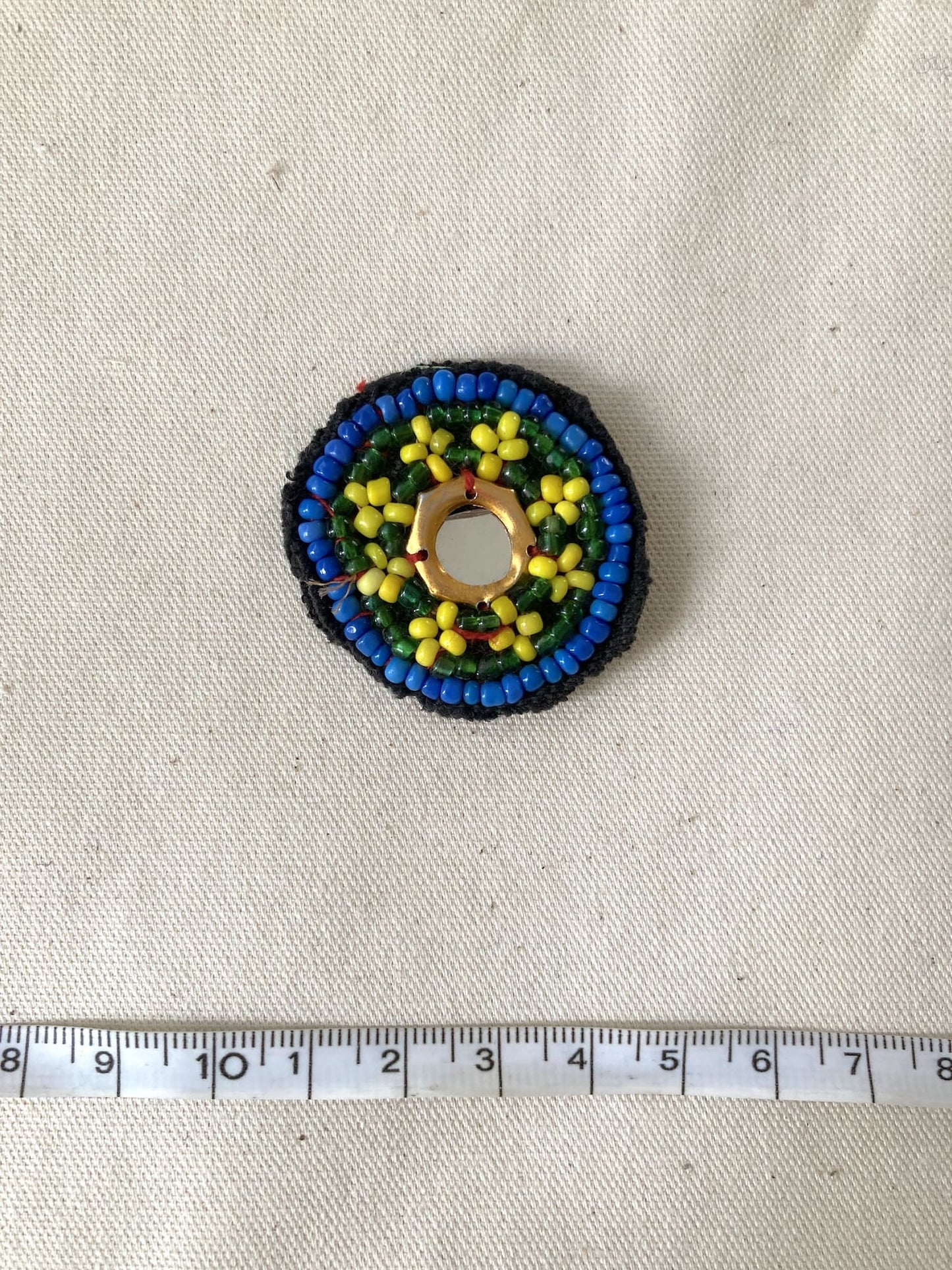 Afghan Tribal Beaded Applique, Small Handmade Mirror Embroidery Patch