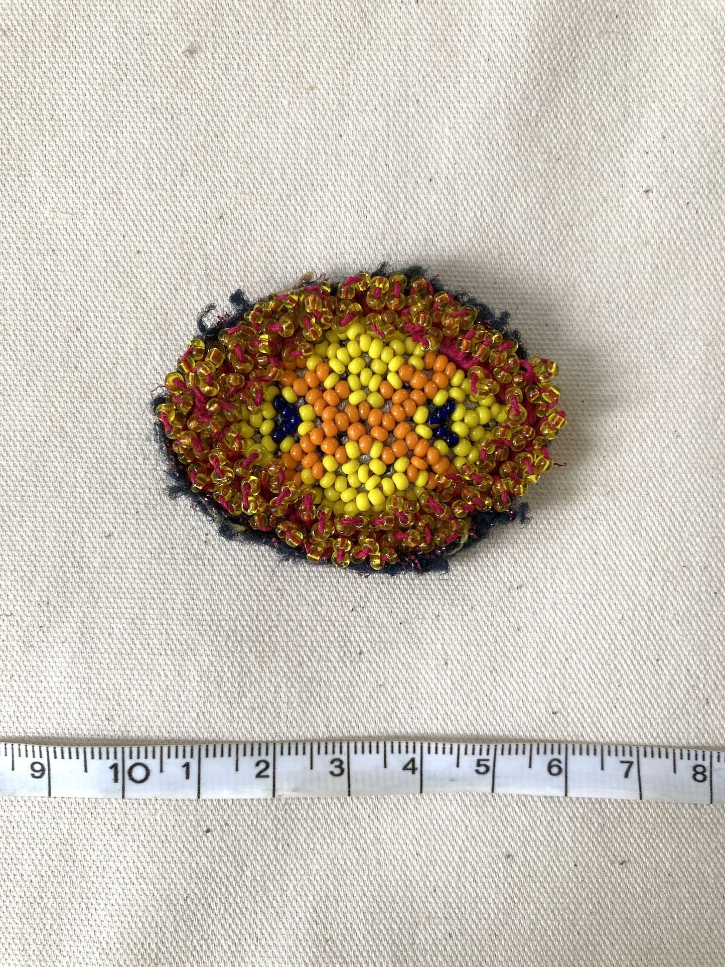 Afghan Tribal Beaded Applique, Small Handmade Mirror Embroidery Patch