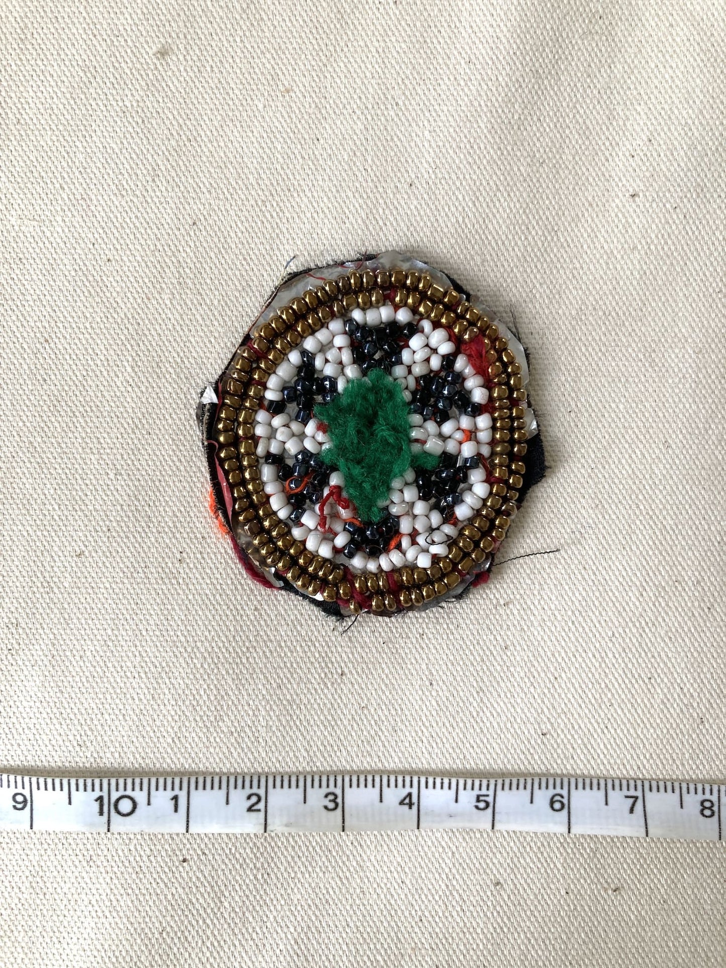 Afghan Tribal Beaded Applique, Small Handmade Mirror Embroidery Patch