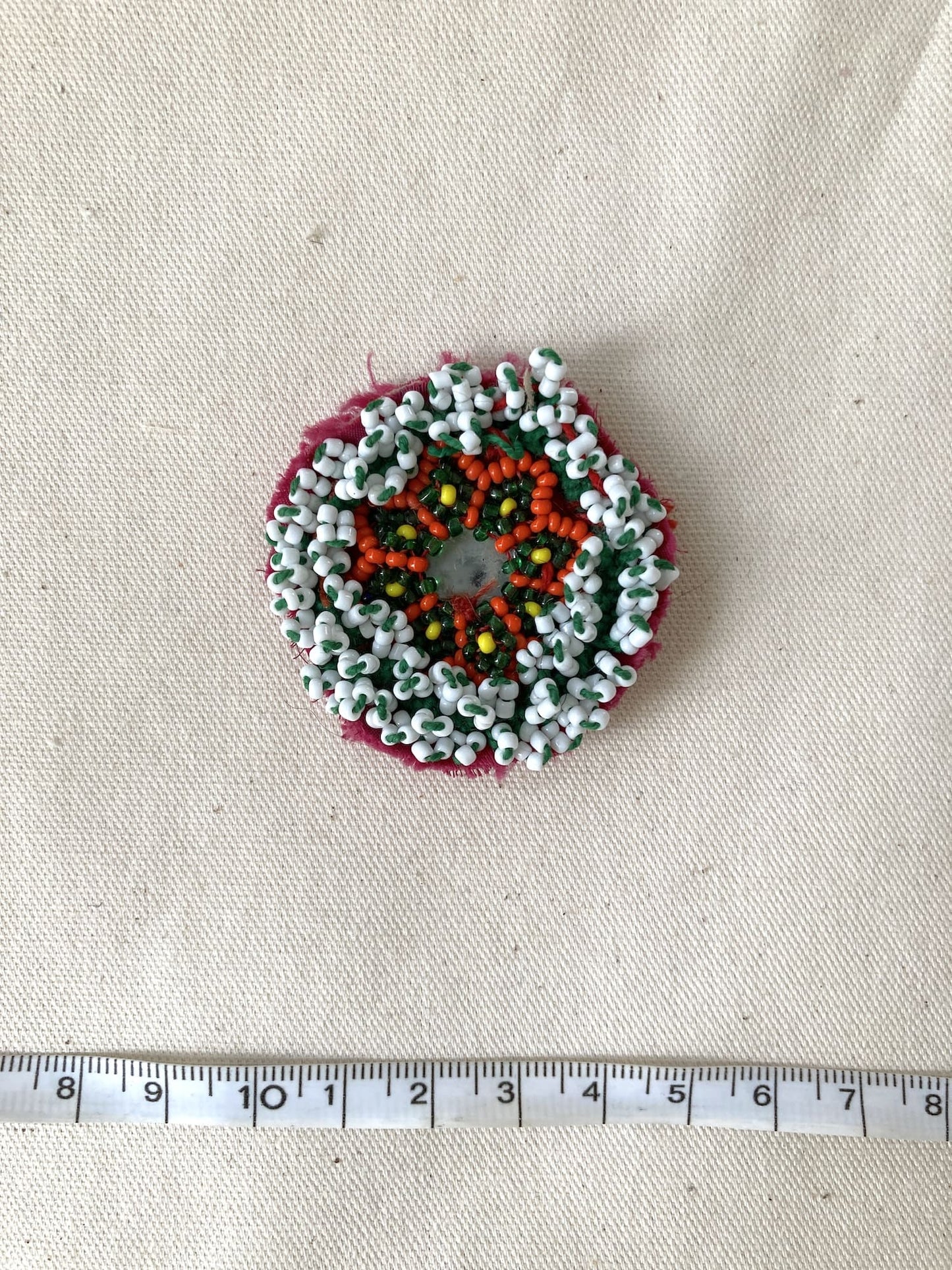 Afghan Tribal Beaded Applique, Small Handmade Mirror Embroidery Patch