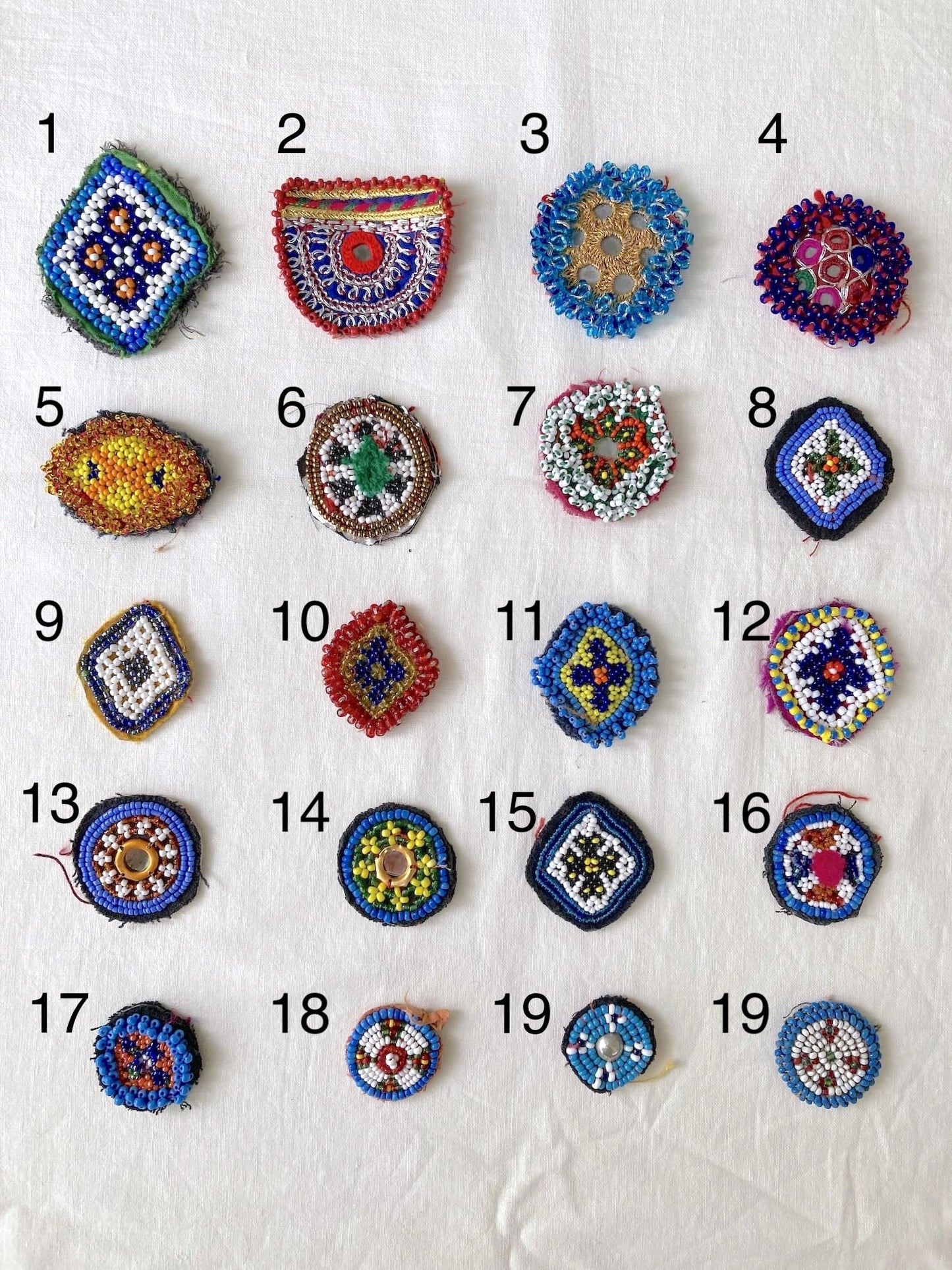 Afghan Tribal Beaded Applique, Small Handmade Mirror Embroidery Patch