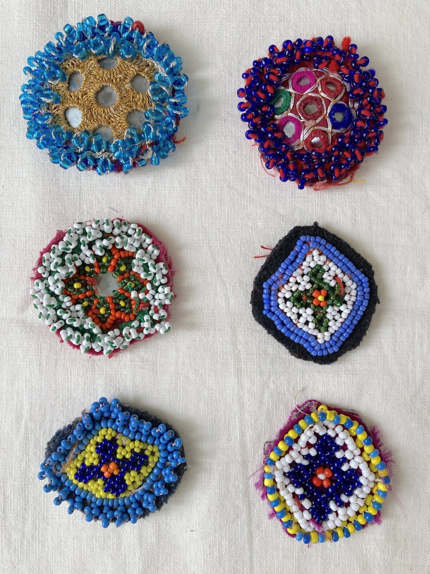 Afghan Tribal Beaded Applique, Small Handmade Mirror Embroidery Patch