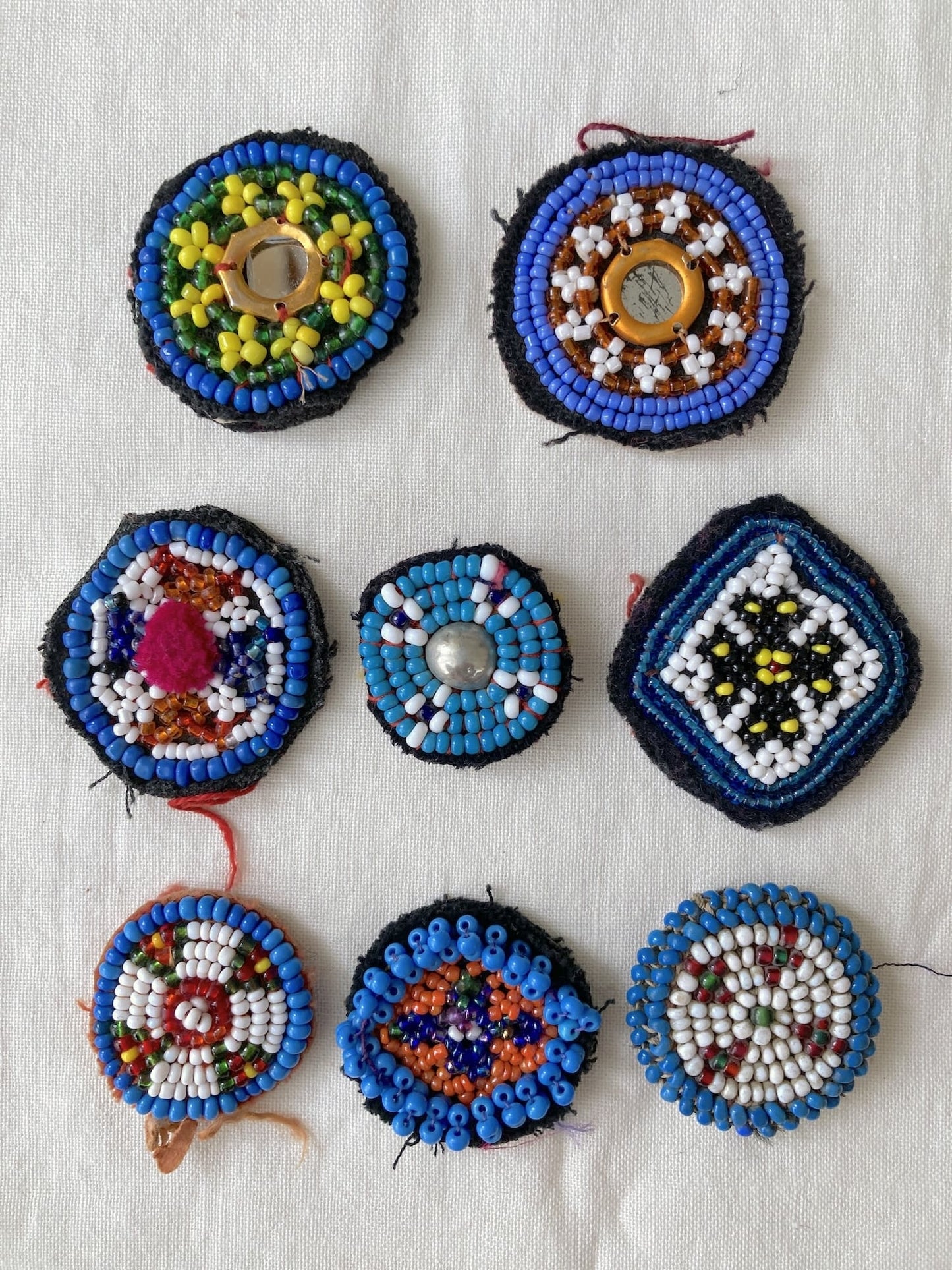 Afghan Tribal Beaded Applique, Small Handmade Mirror Embroidery Patch