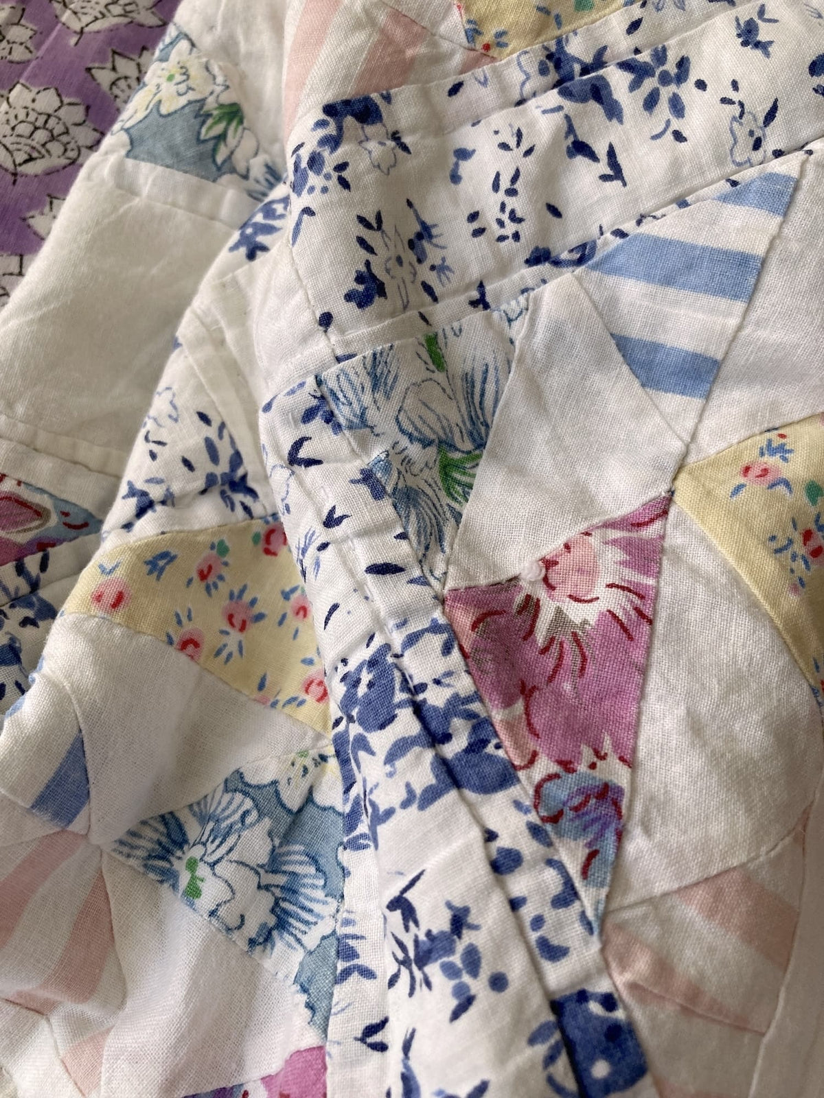 Vintage Floral Star Patchwork Tote Bag, Upcycled Quilted Cottagecore Tote