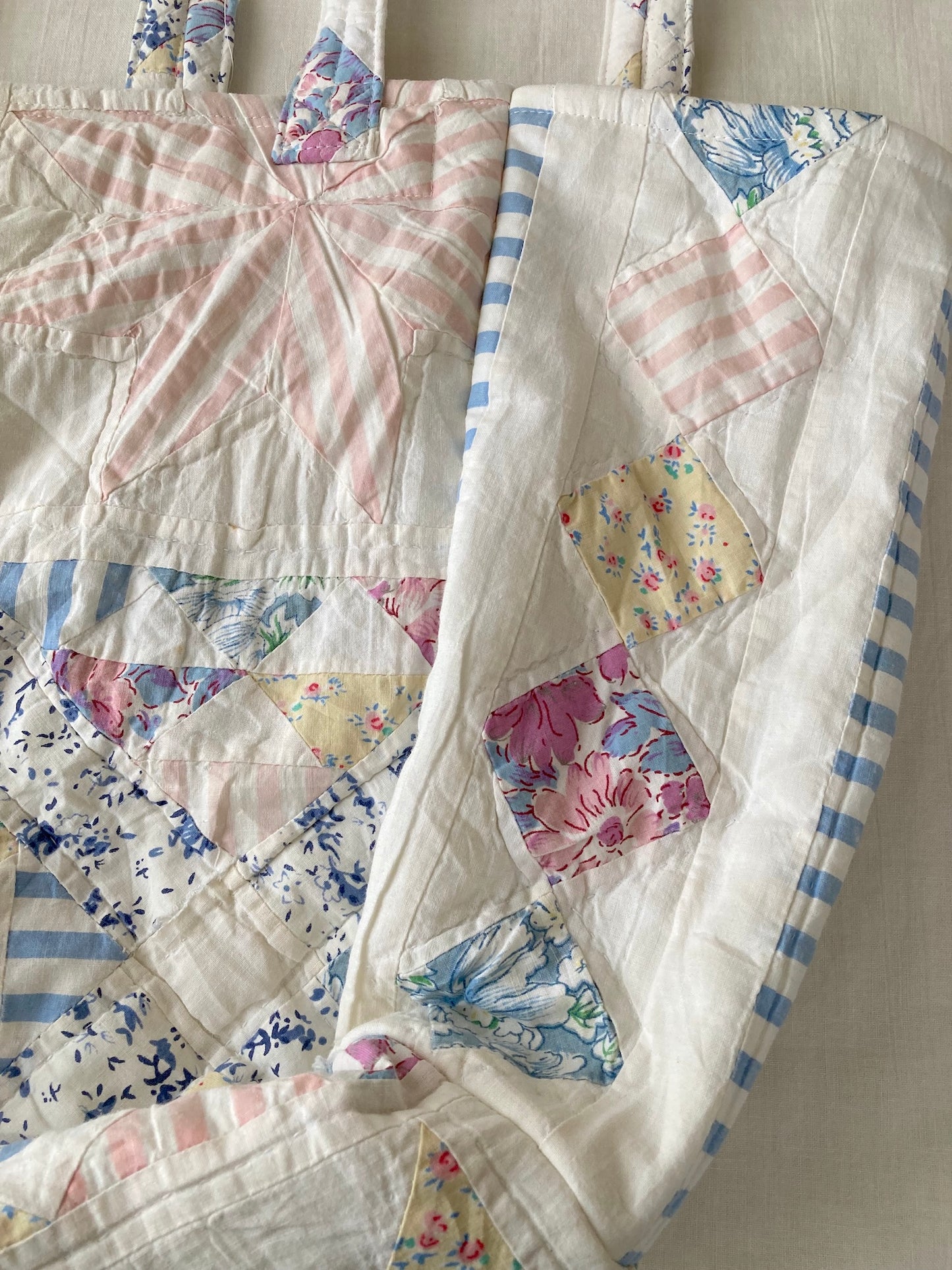 Authentic Vintage Patchwork Quilt Tote Bag