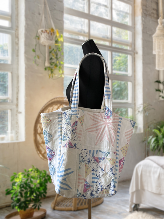 Authentic Vintage Patchwork Quilt Tote Bag