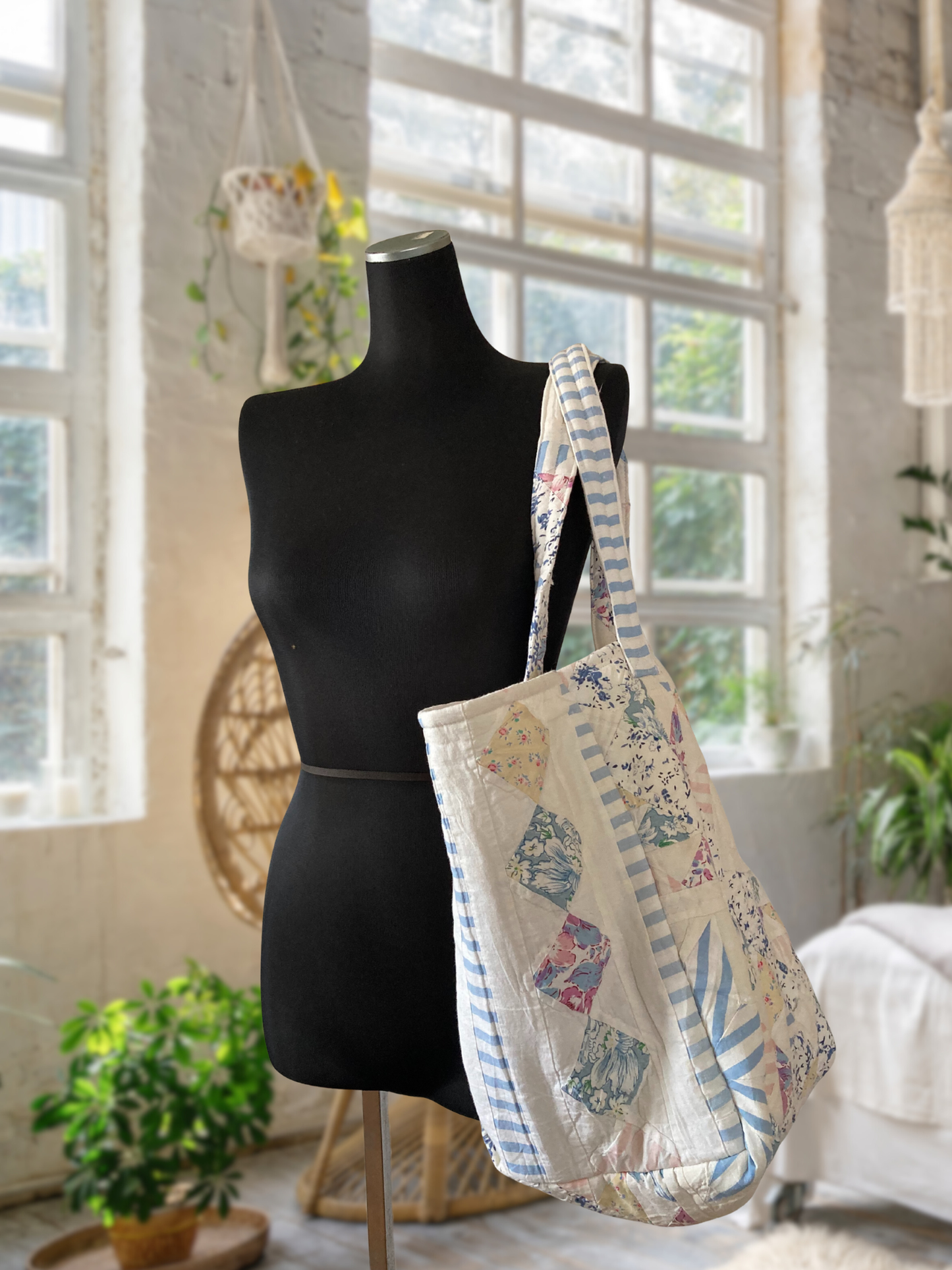 Authentic Vintage Patchwork Quilt Tote Bag