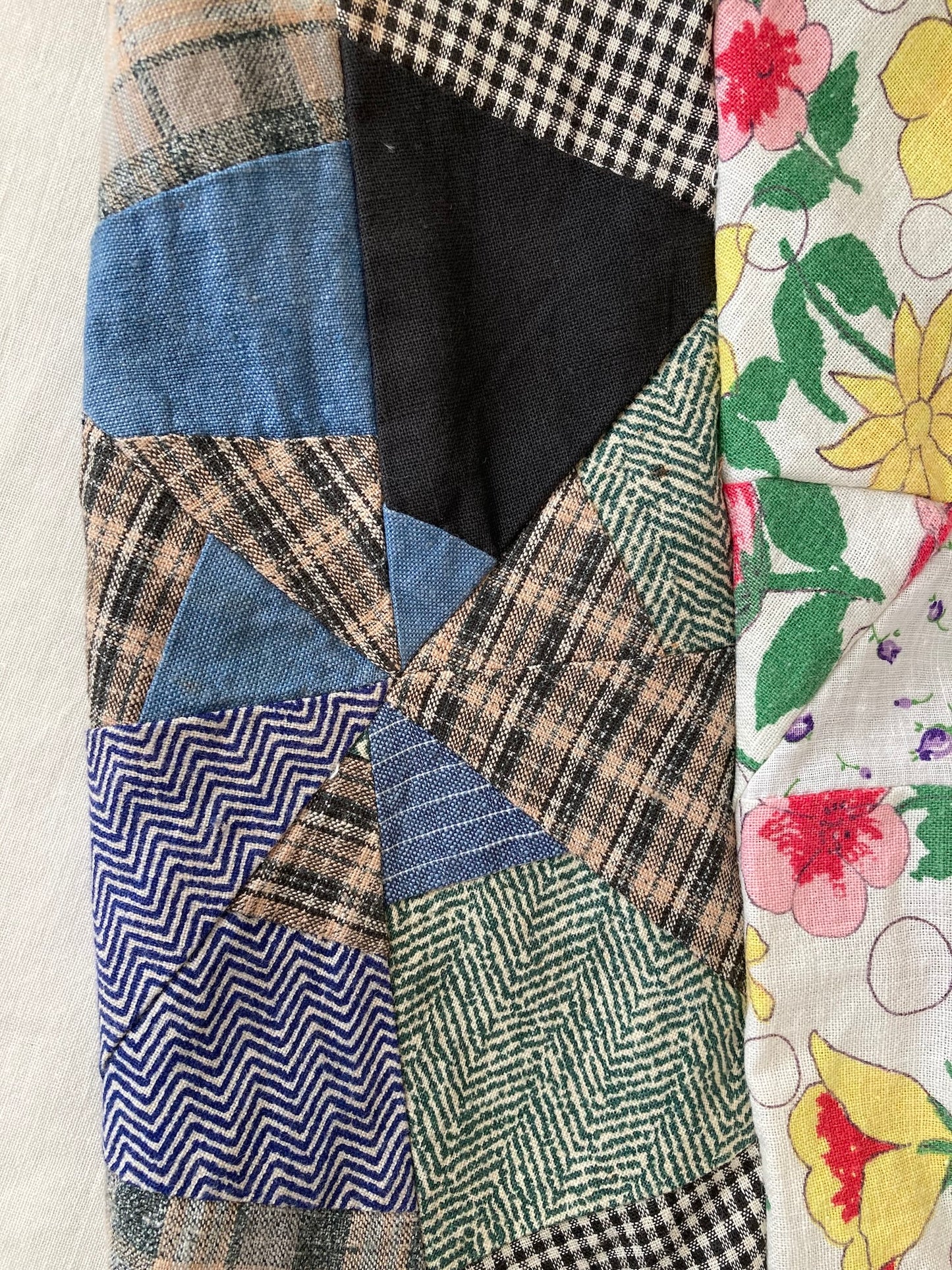 Handmade Relaxed-Fit Pants Made from Vintage Embroidered Fabric with Side Pockets