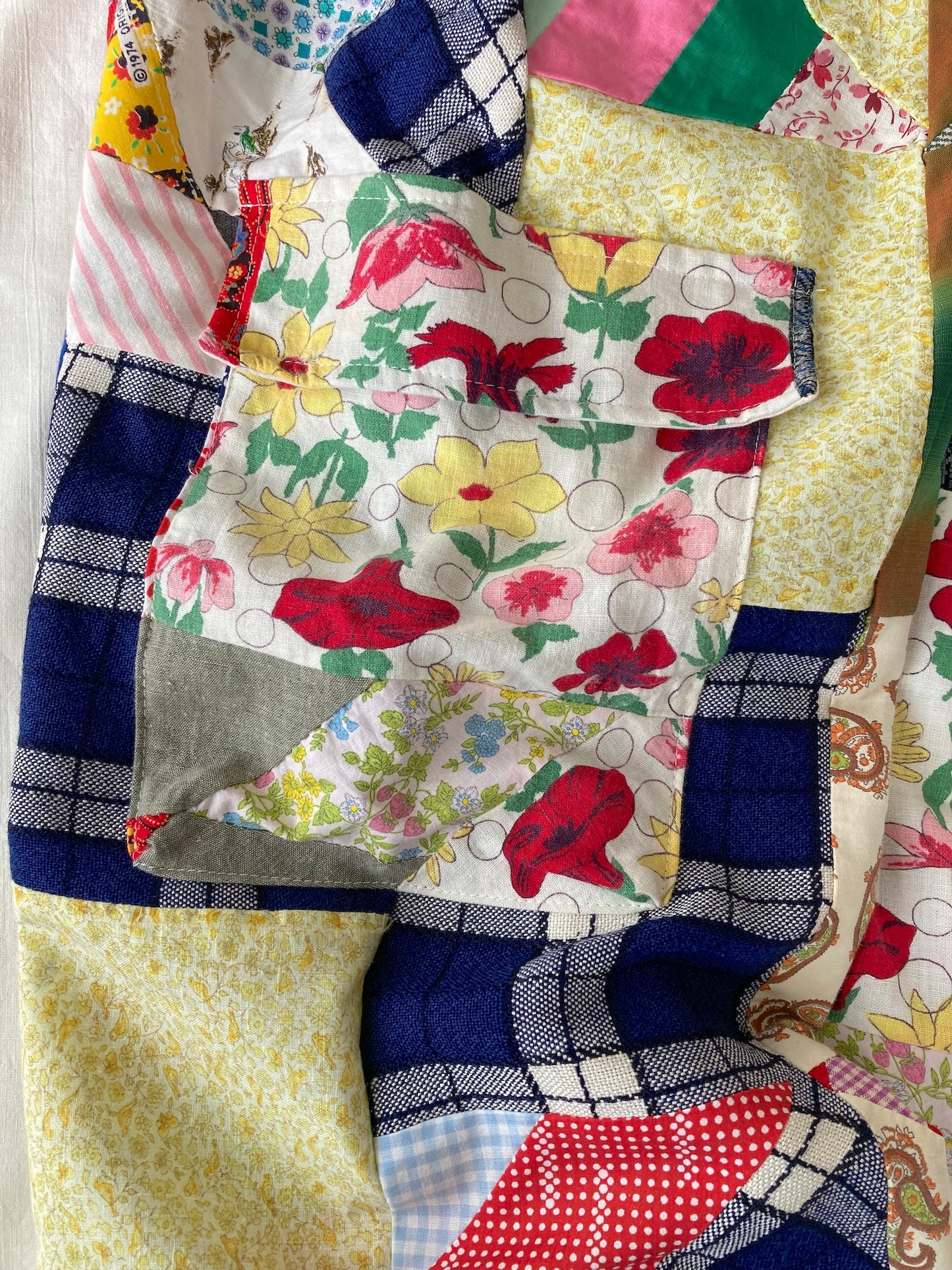 Handmade Relaxed-Fit Pants Made from Vintage Embroidered Fabric with Side Pockets