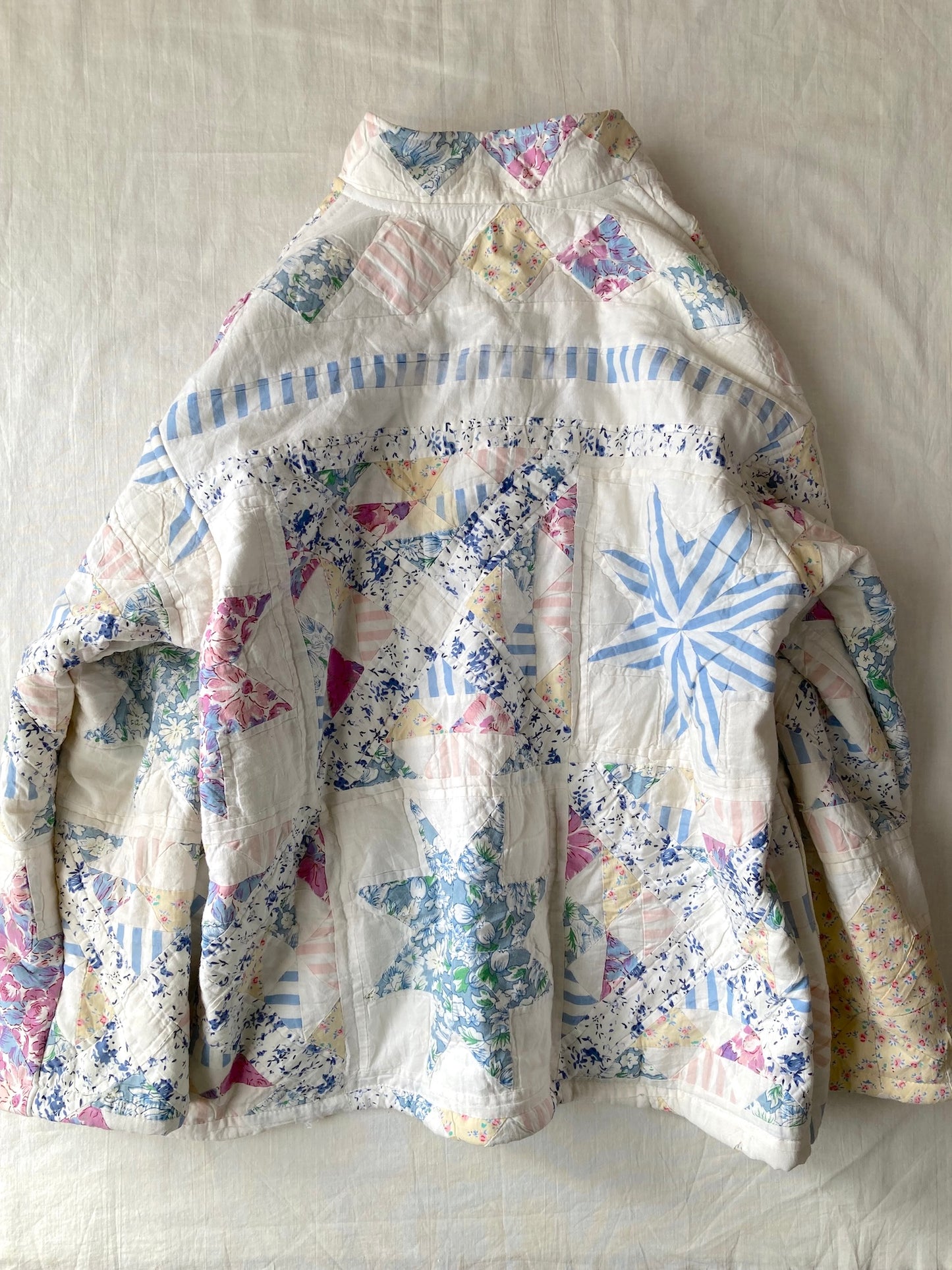 One-of-a-Kind Vintage Quilt Jacket Star & Diamond Pattern