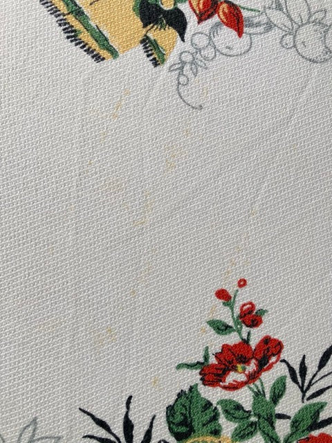 1950s Vintage American Harvest Print Cotton Tablecloth