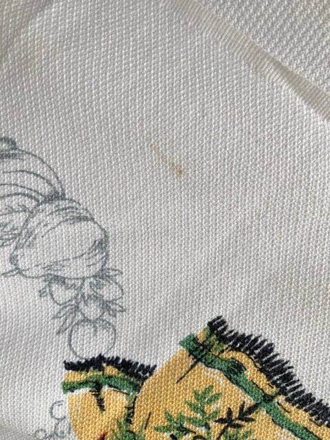 1950s Vintage American Harvest Print Cotton Tablecloth