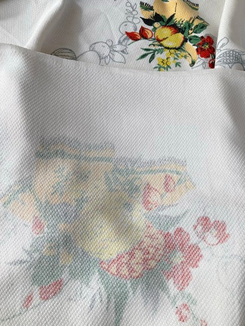 1950s Vintage American Harvest Print Cotton Tablecloth