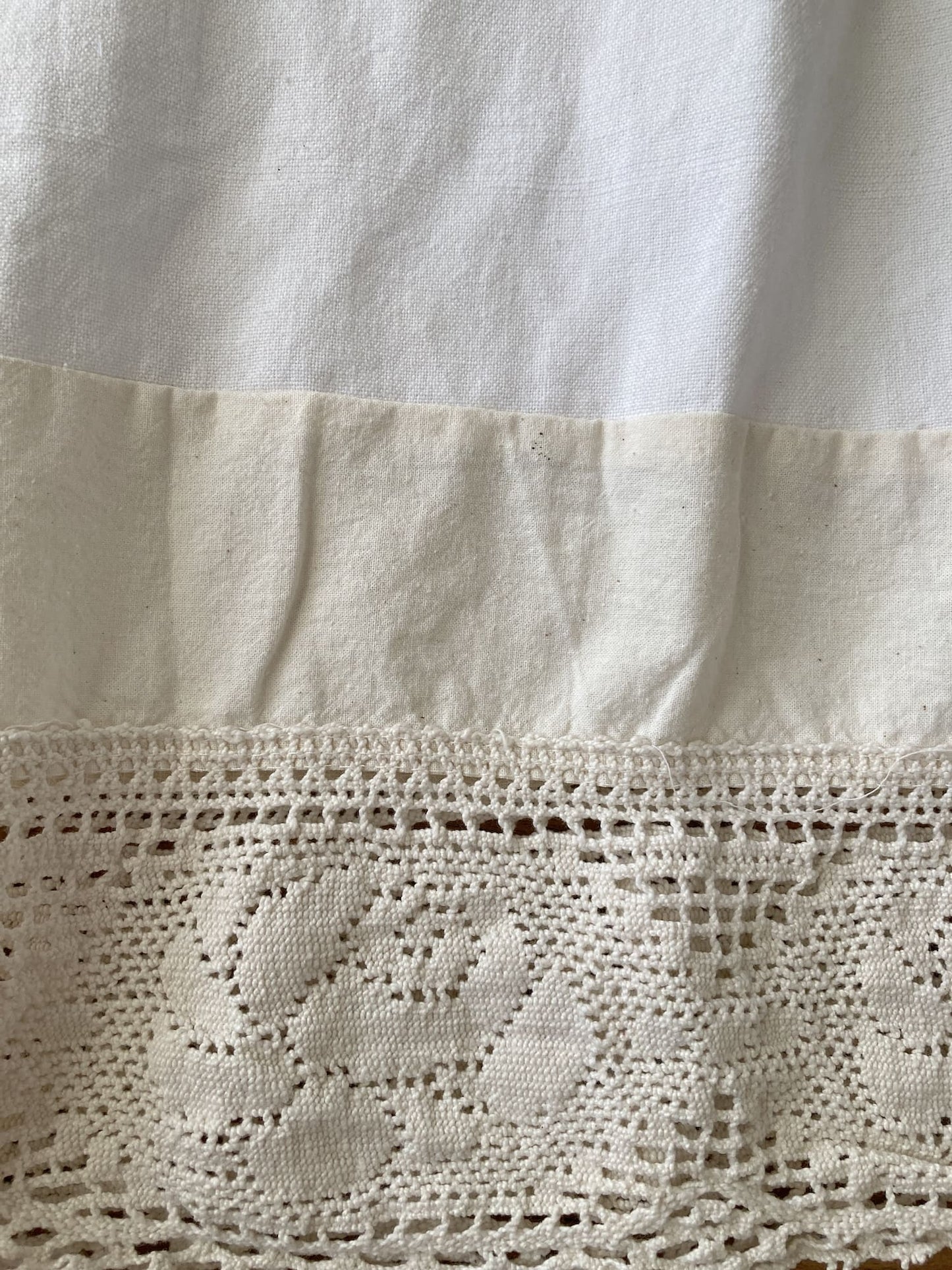 Upcycled Vintage Embroidered Cargo Pants, Crochet Hem, Ivory Cotton Wide Leg Trousers