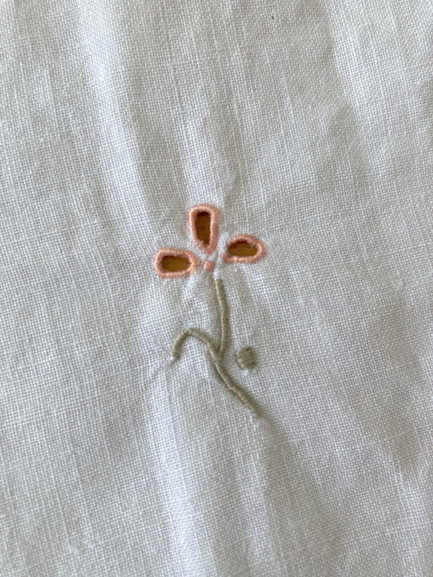 ヴィンテージ  ホワイト リネン アイレットカットワーク 刺繍 テーブルクロス
