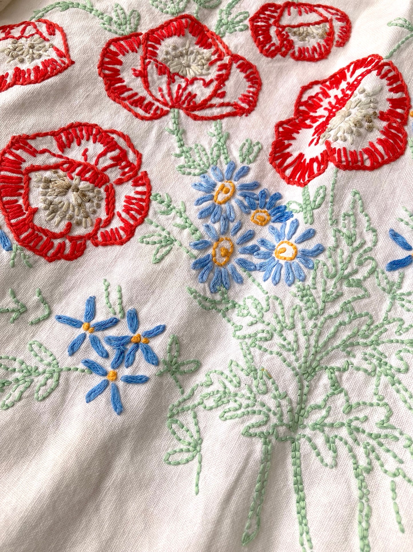 Handmade Relaxed-Fit Pants Made from Vintage Embroidered Fabric with Side Pockets