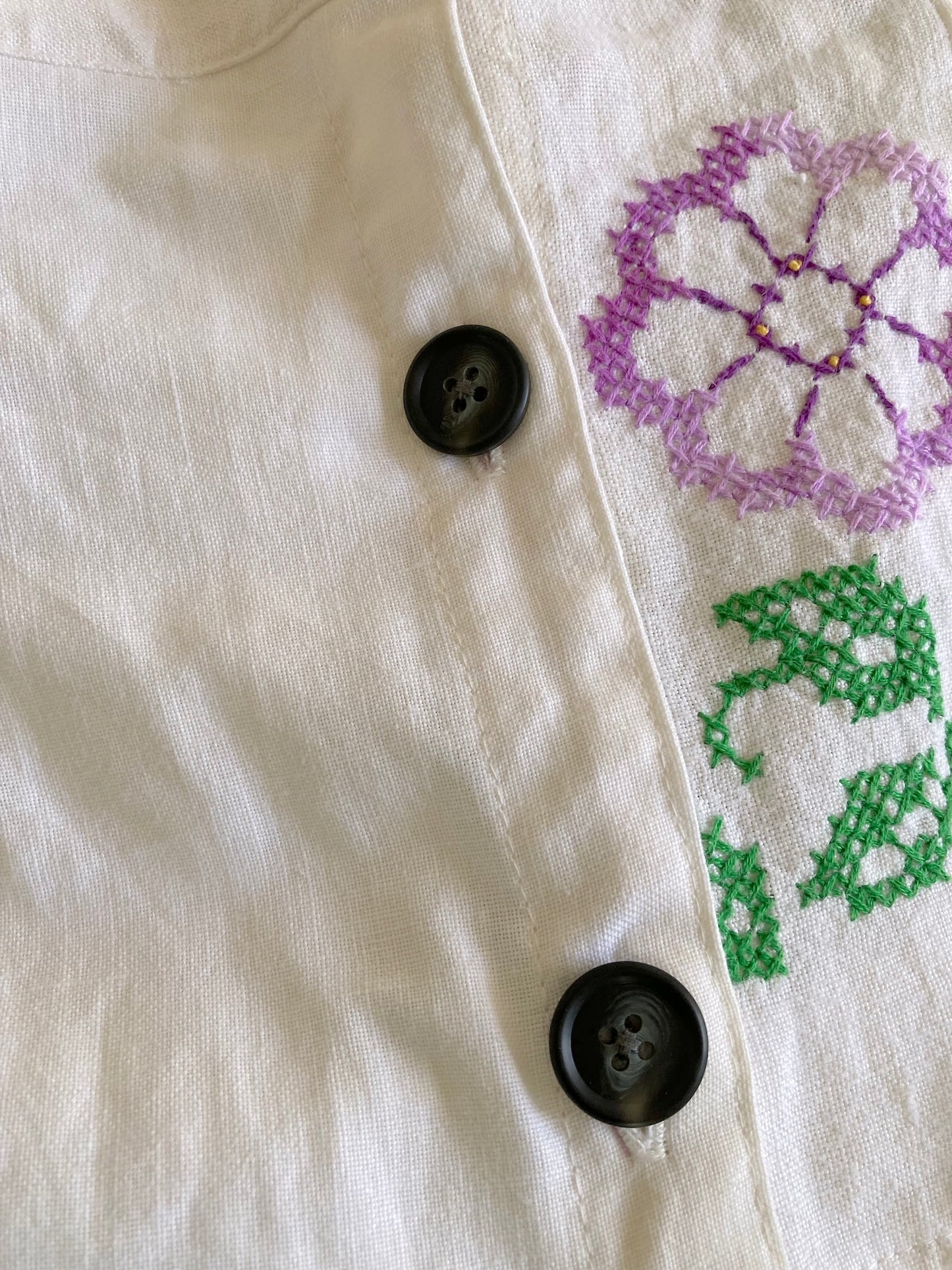 Handmade Skirt from Vintage Embroidered Linen & Cotton Cloth