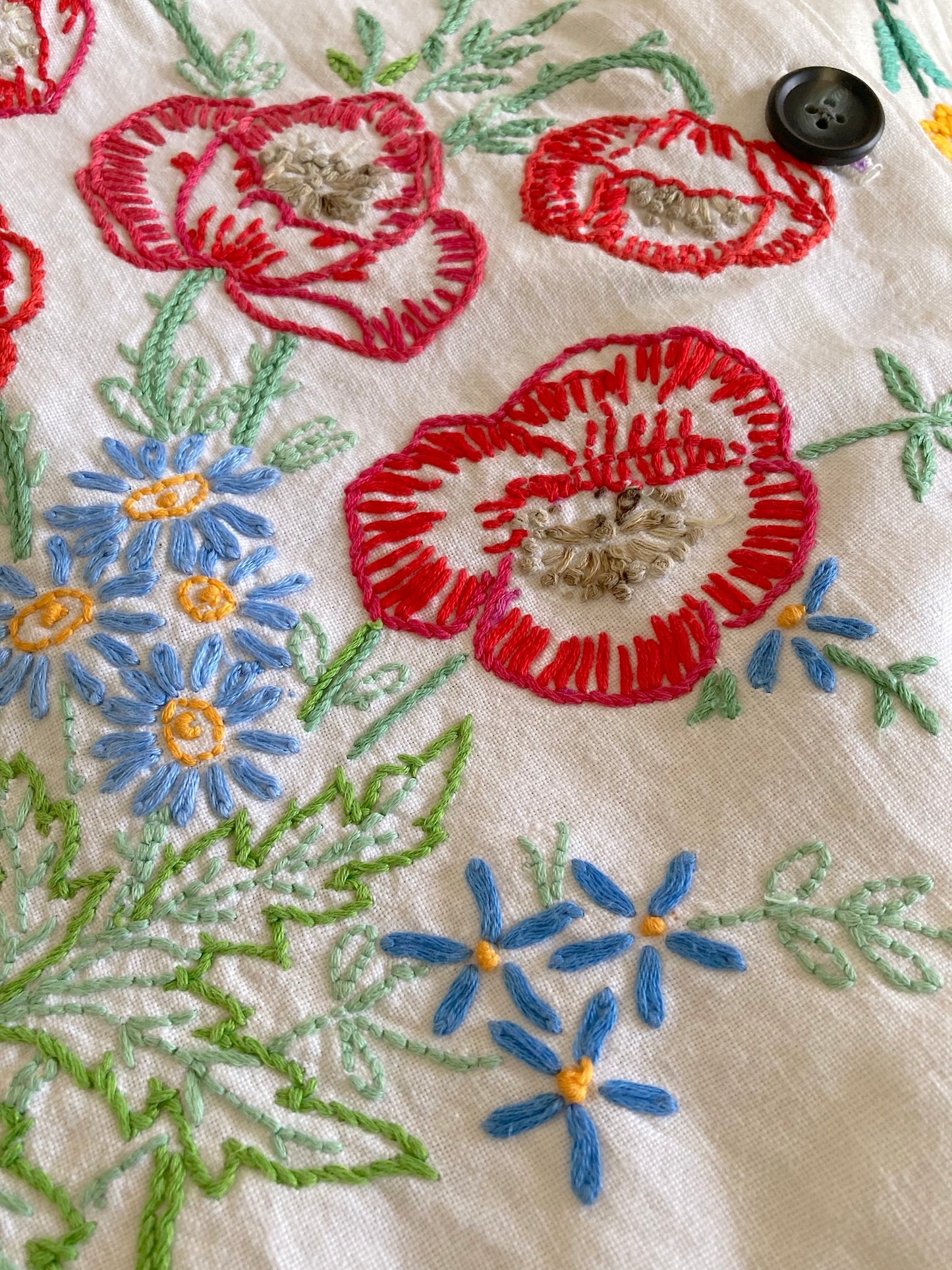 Handmade Skirt from Vintage Embroidered Linen & Cotton Cloth