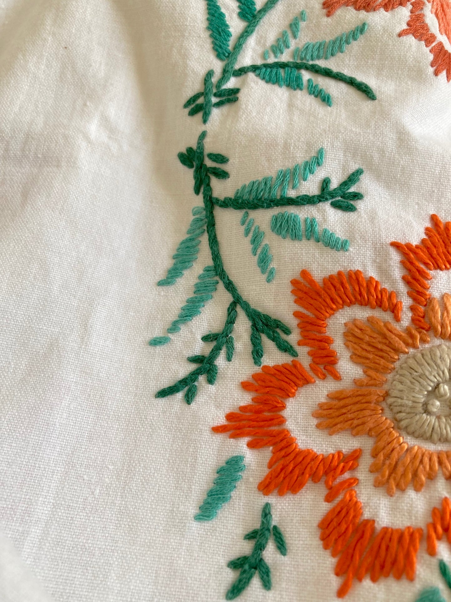 Handmade Skirt from Vintage Embroidered Linen & Cotton Cloth