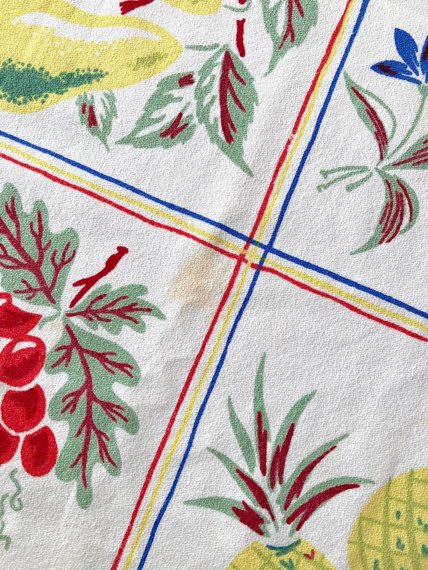 Vintage 50s USA ”Simtex” Fruit Print Cotton Tablecloth