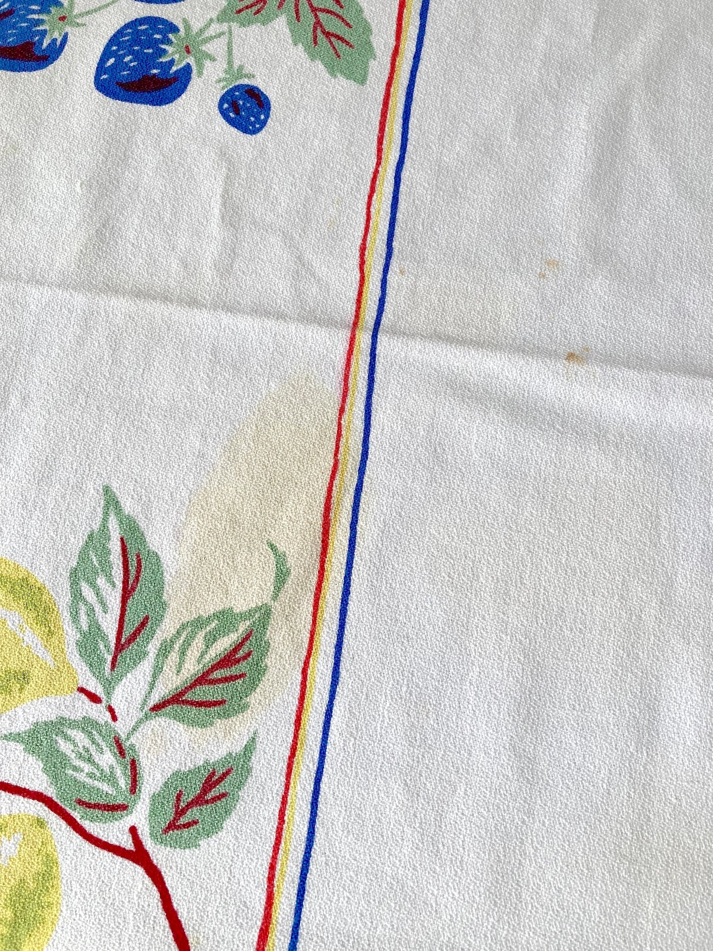 Vintage 50s USA ”Simtex” Fruit Print Cotton Tablecloth