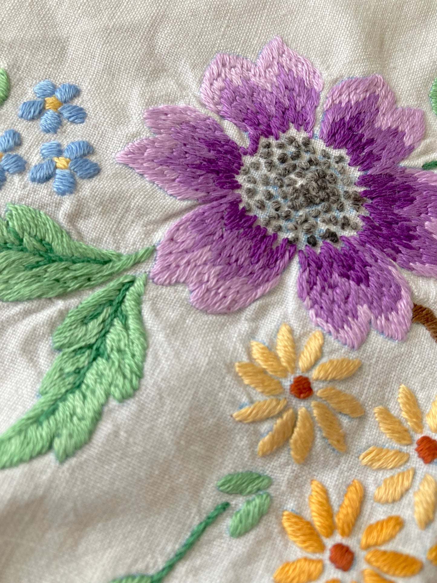ヴィンテージ ハンドステッチ 刺繍 スカラップ テーブルクロス