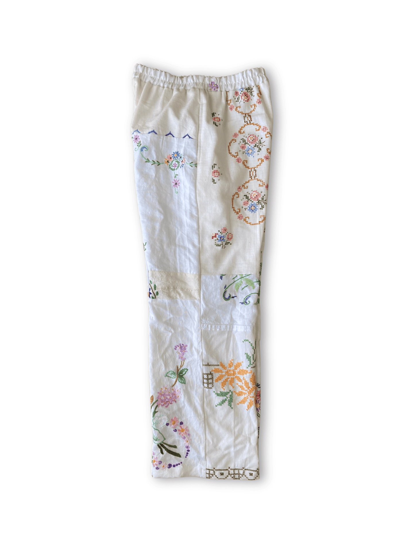 Upcycled Vintage Patchwork Embroidered Pants, One of a Kind Wide Leg Trousers