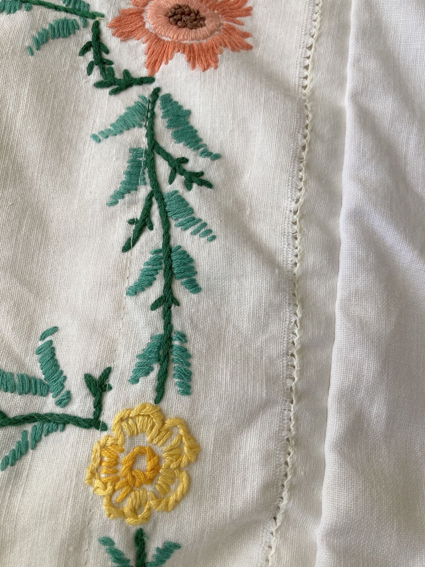 Upcycled Vintage Embroidered Tote Bag, Cotton Linen Patchwork　'A'