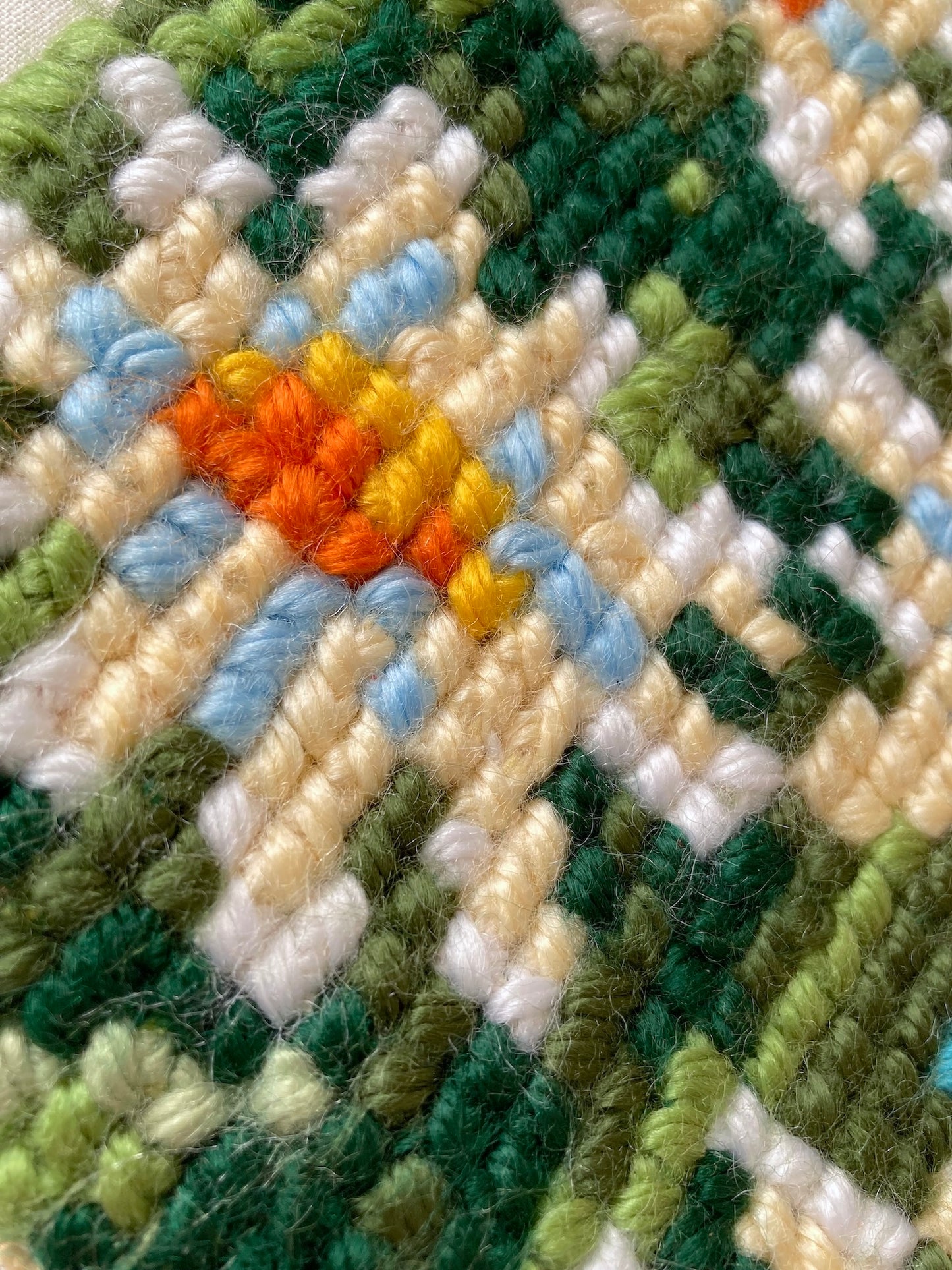 Vintage Garden Motif Needlework Cushion Cover